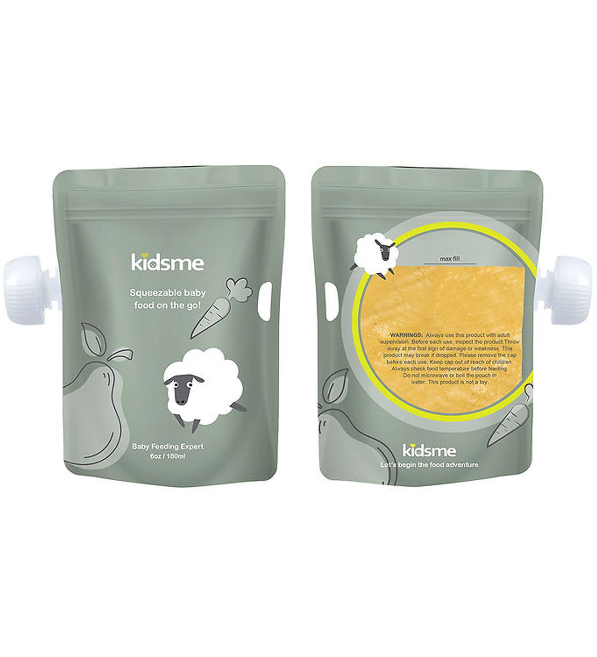 KidsMe Madposer - 8-pak - 180 ml - Grøn