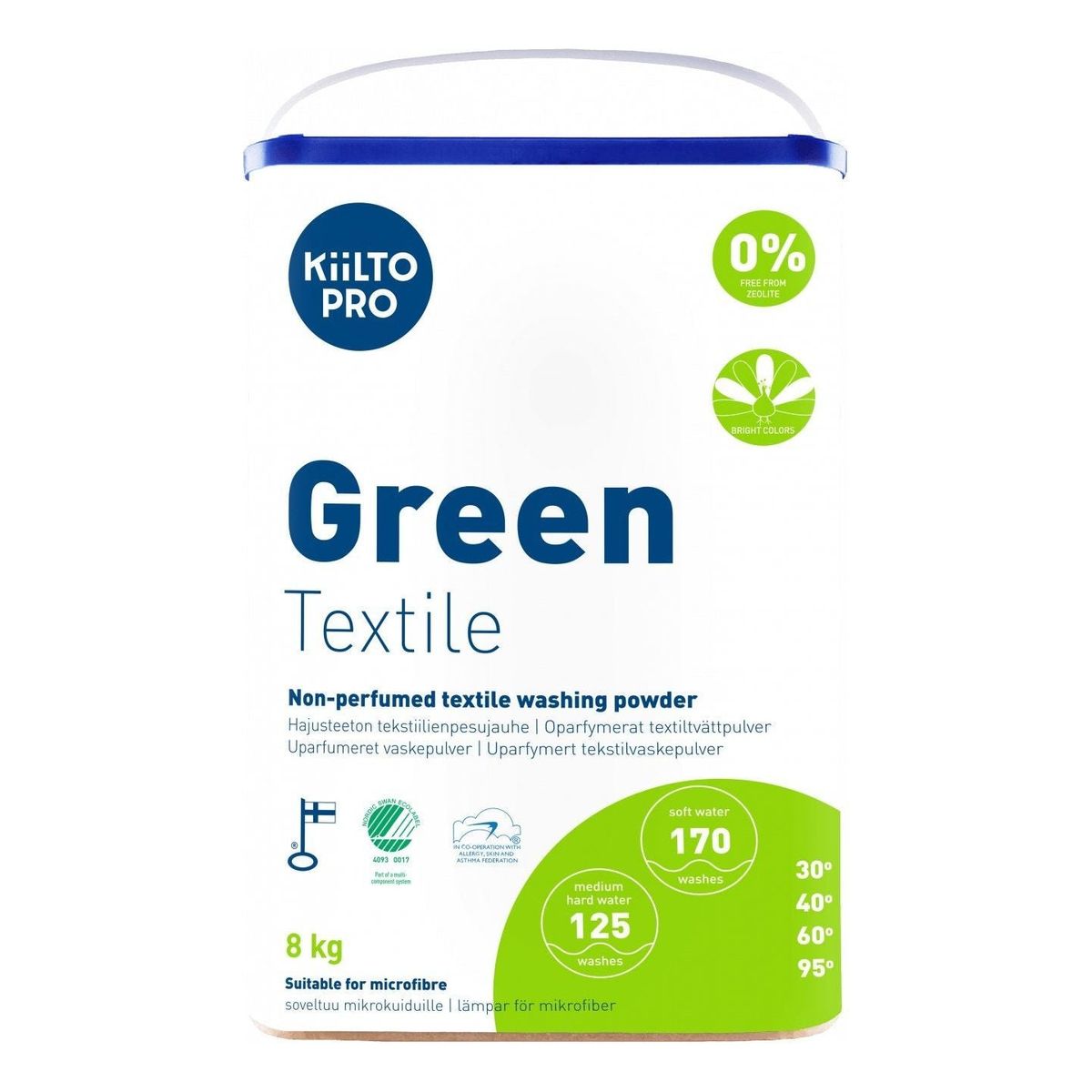 Kiilto Pro Green Textile vaskepulver uden parfume 8 kg