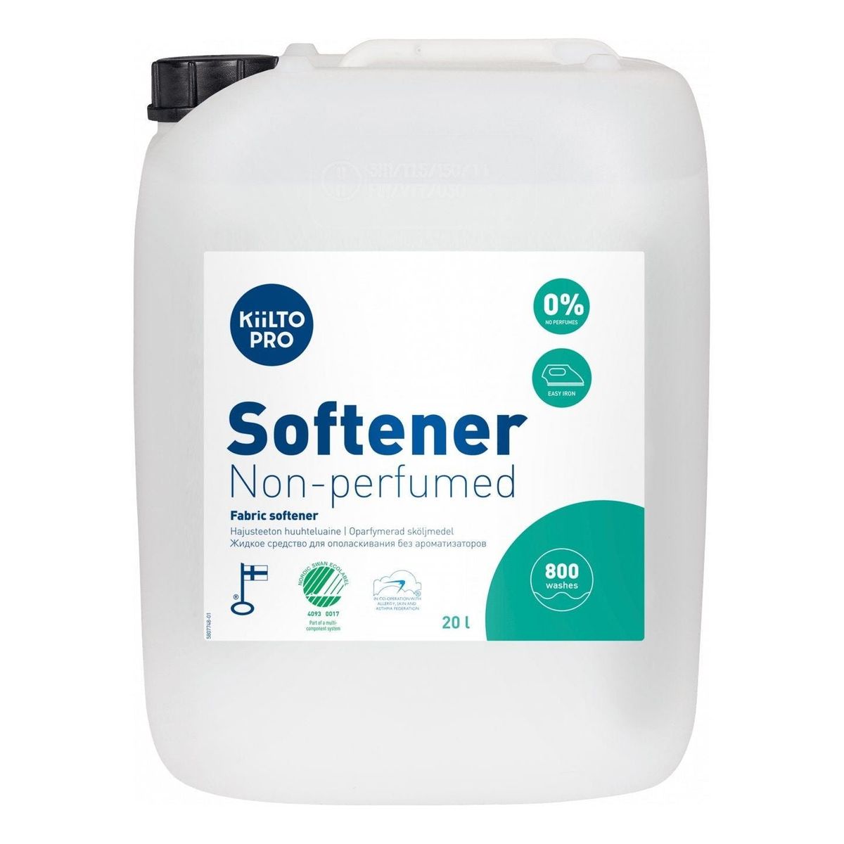 Kiilto Pro Softener Pure skyllemiddel uden parfume 5 Liter / 20 Liter