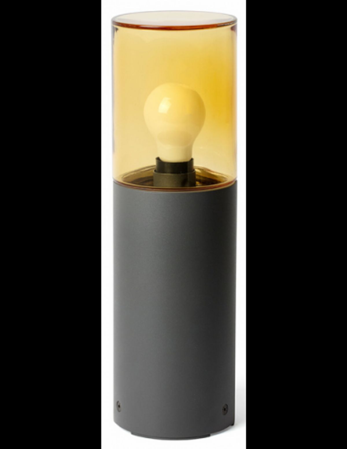 KILA Bedlampe i aluminium og glas H40 cm 1 x E27 - Mørkegrå/Rav