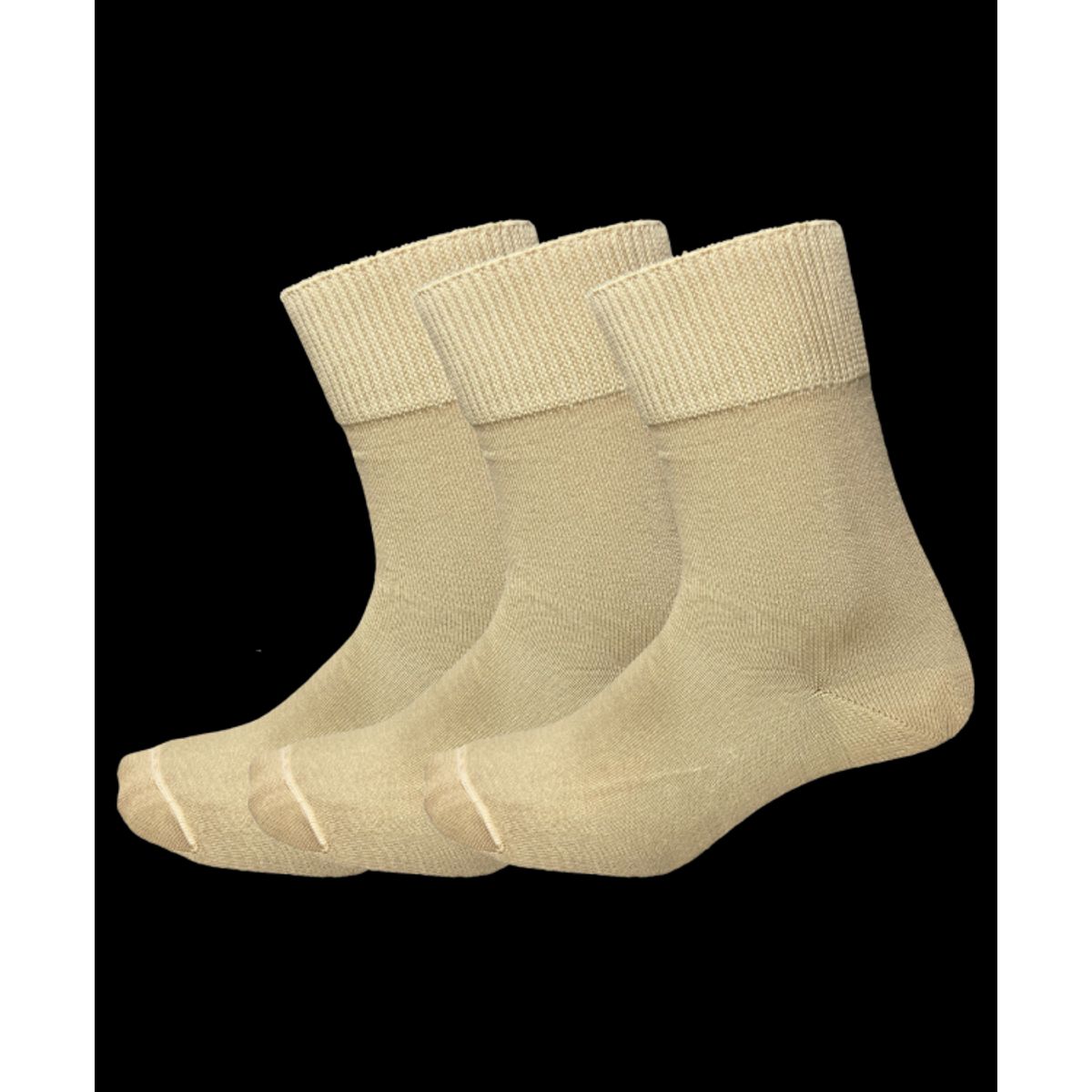 Kilde ® Comfort & Diabetes, 3pak bomulds ankelstrømper i beige. Unisex