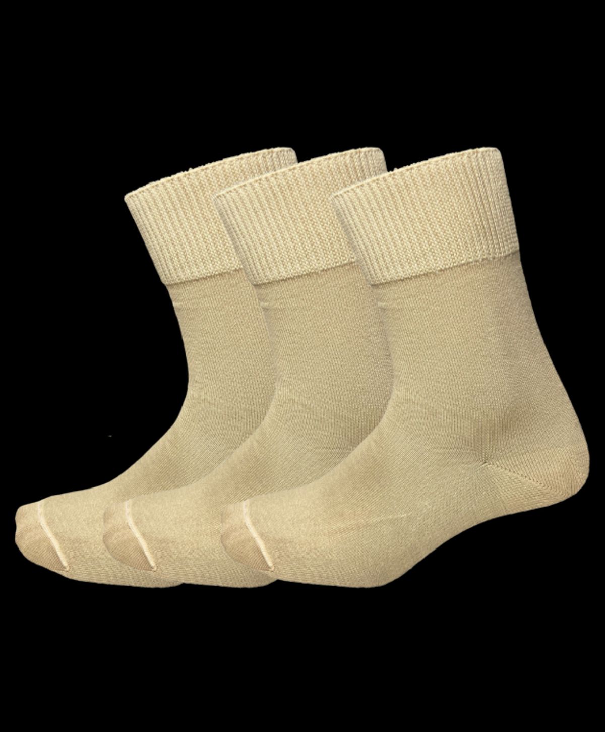 Kilde ® Comfort & Diabetes, 3pak bomulds ankelstrømper i beige. Unisex