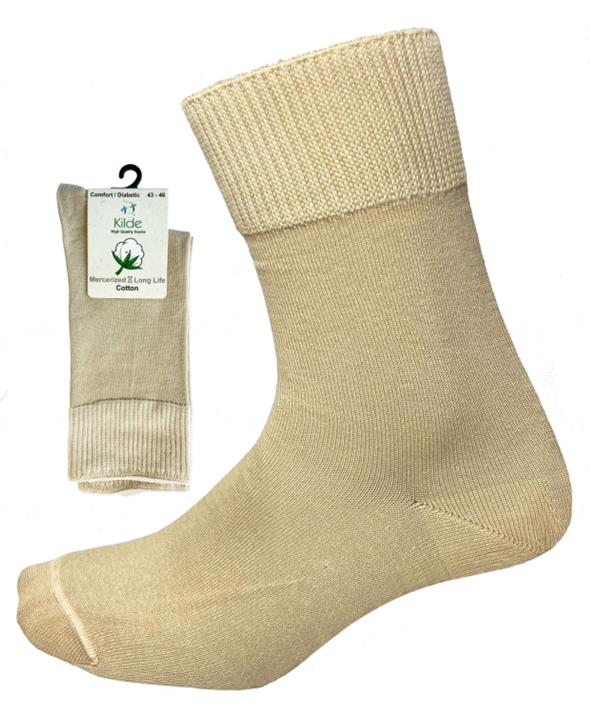 Kilde ® Comfort & Diabetes, bomulds ankelstrømper i beige. Unisex