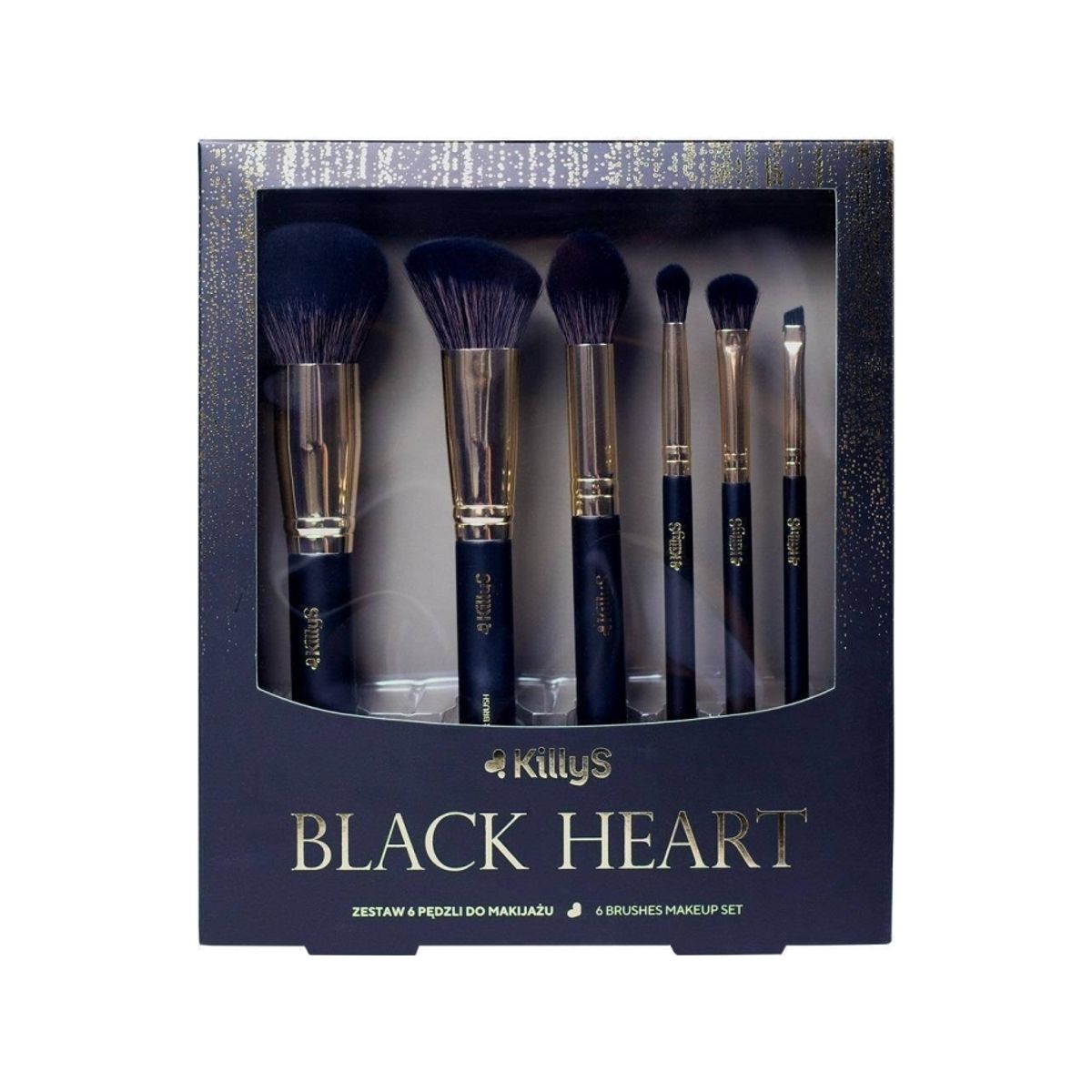 Killys_Set Black Heart Make-Up Børster 6 Stk.