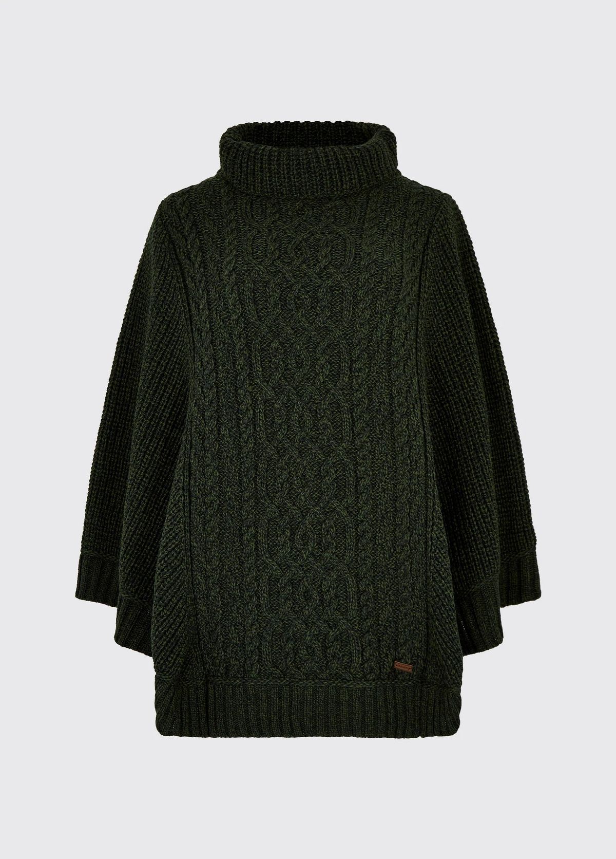 Kilronan Womenâs Merino Poncho, olivengrøn - M-L