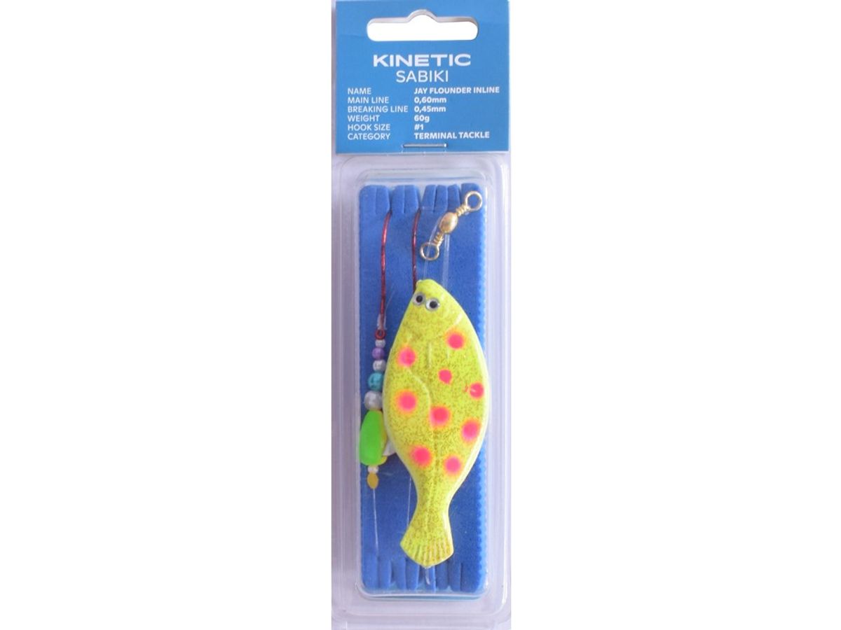 Kinetic Sabiki Plaice Jay Flounder Inline Fladfiskforfang #1 Yellow orange dots 60g