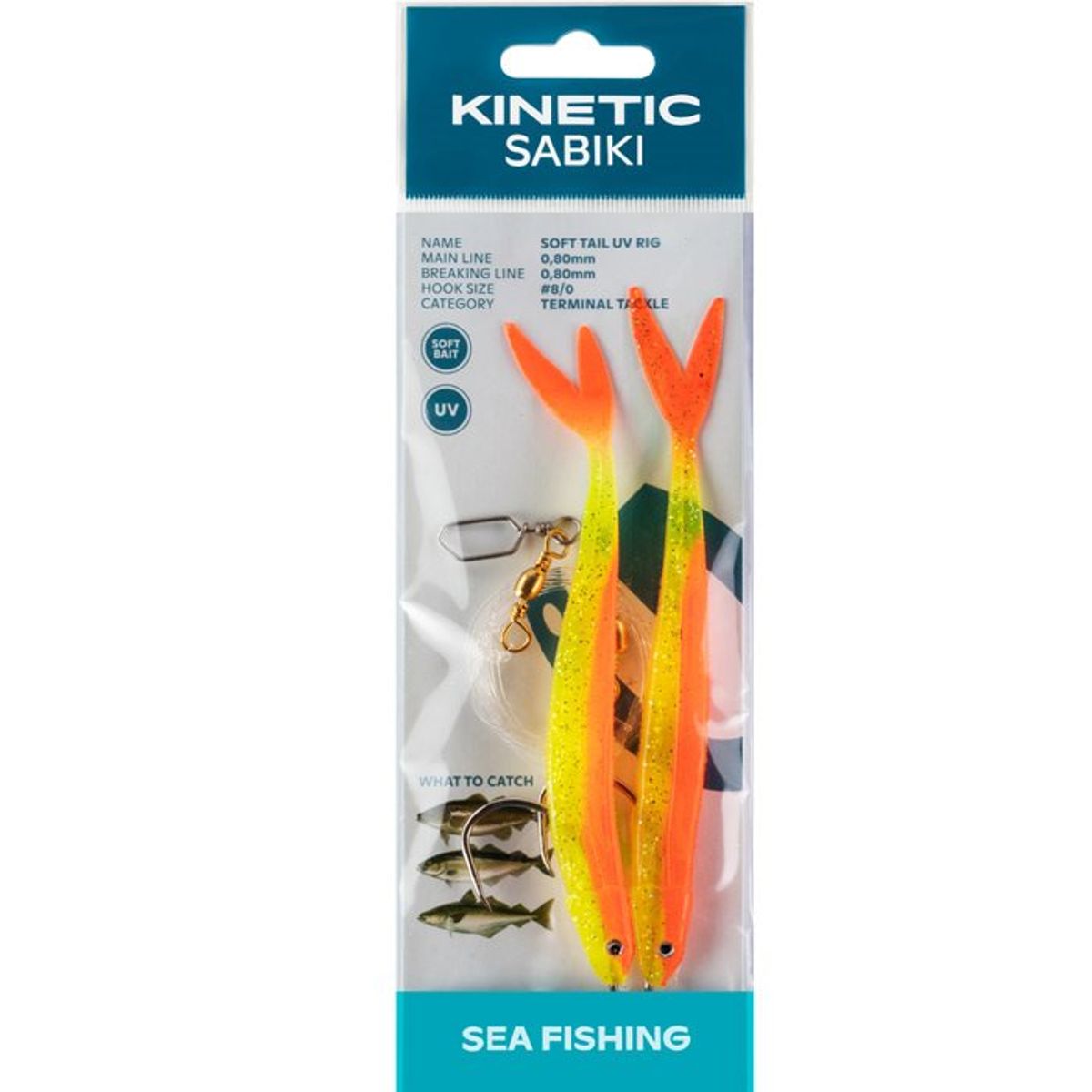 Kinetic Sabiki Soft Tail UV 8/0, gul/Orange - Torskeforfang