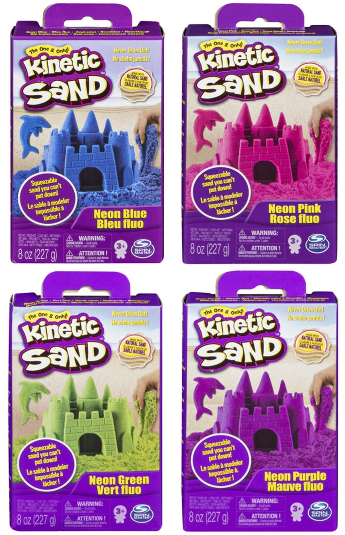 Kinetic Sand Neonboks med Primærfarver