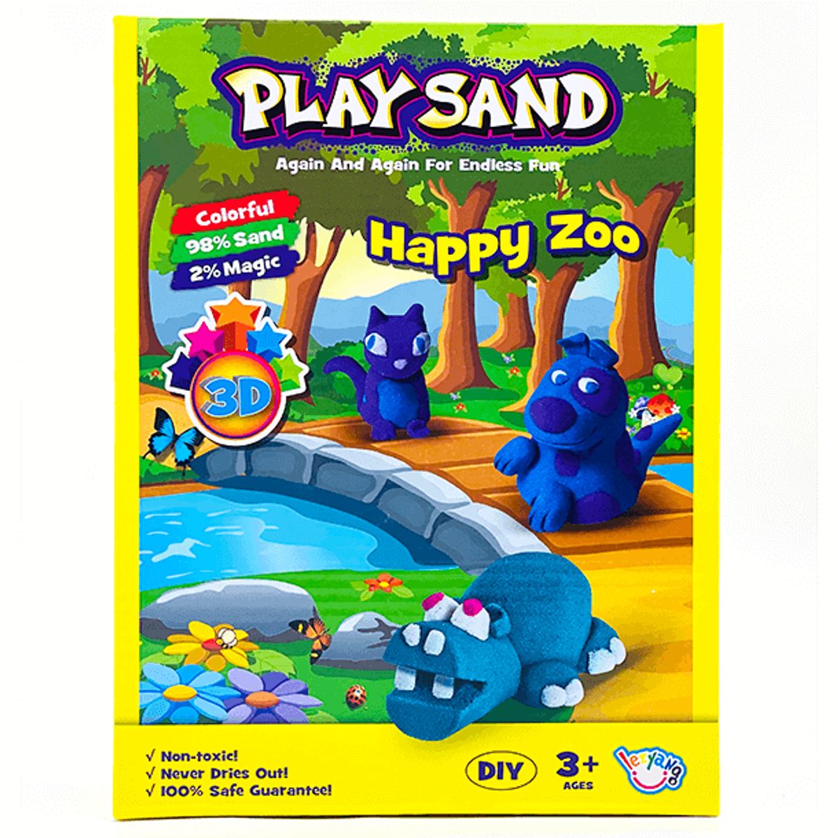 Kinetisk Play Sand, Happy Zoo, 500 g (2 farver)