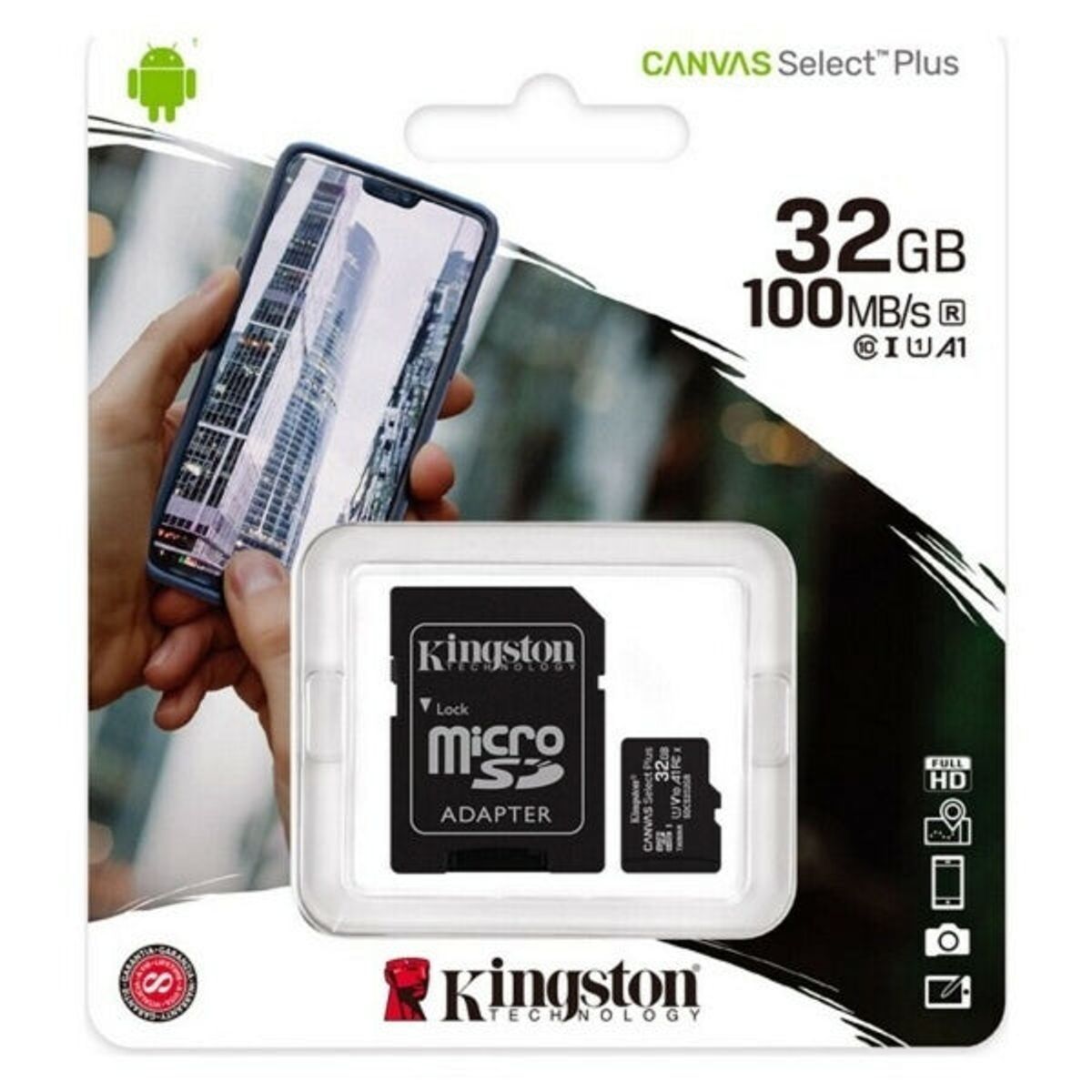 Kingston 32GB micro SD memory kort med adaptor 100 MB/S - WeDoBetter.dk