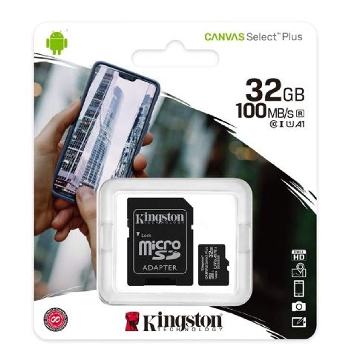 Kingston microSDHC 32GB canvas select plus U1 100MB/s + SD-adapter