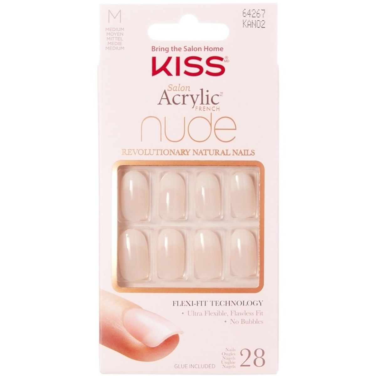 Kiss Salon Acrylic Nude French Nails - KAN02