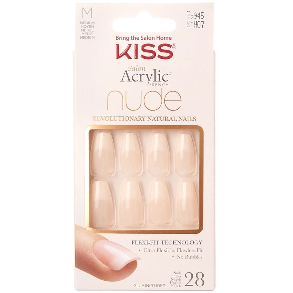 Kiss Salon Acrylic Nude French Nails - KAN07