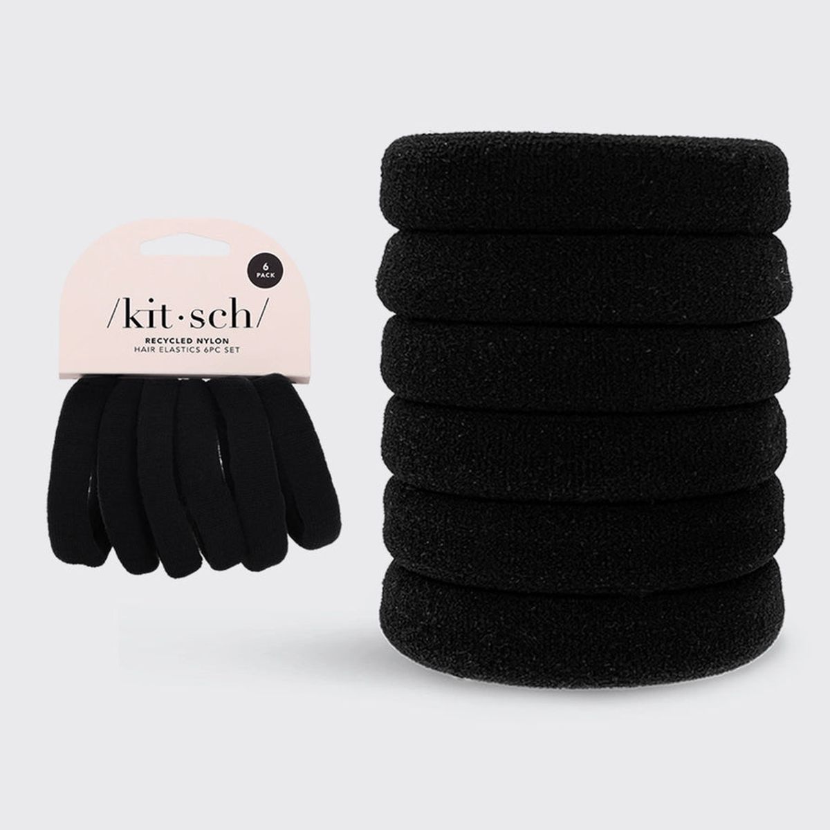 KITSCH - HÅRELASTIKKER BLACK - BLØDE & ECO-FRIENDLY RECYCLED NYLON - SCRUNCHIES - KITSCH - StudioBuus