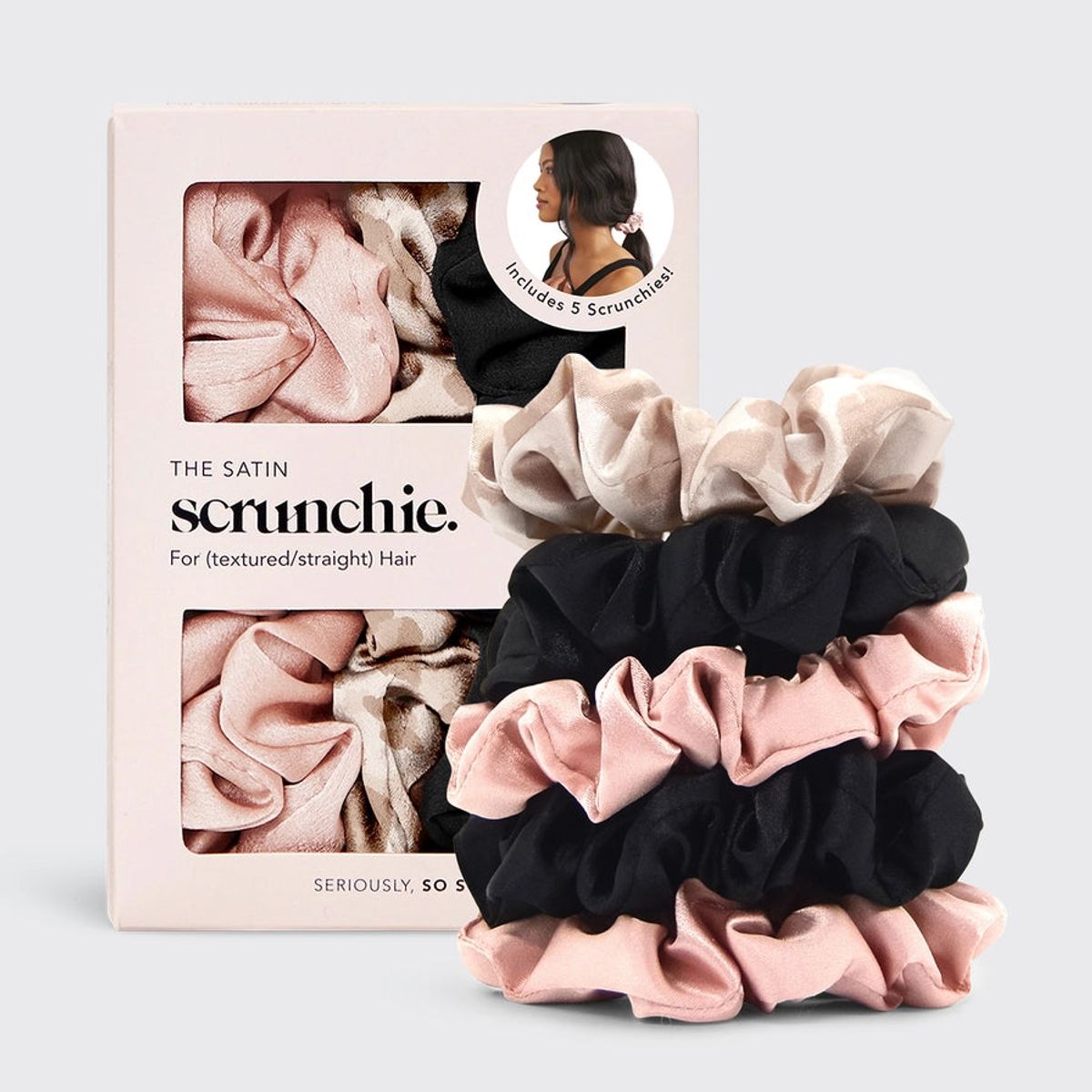 KITSCH - HÅRELASTIKKER & HÅRBÅND SATIN - 5 STK - SCRUNCHIES - KITSCH - StudioBuus