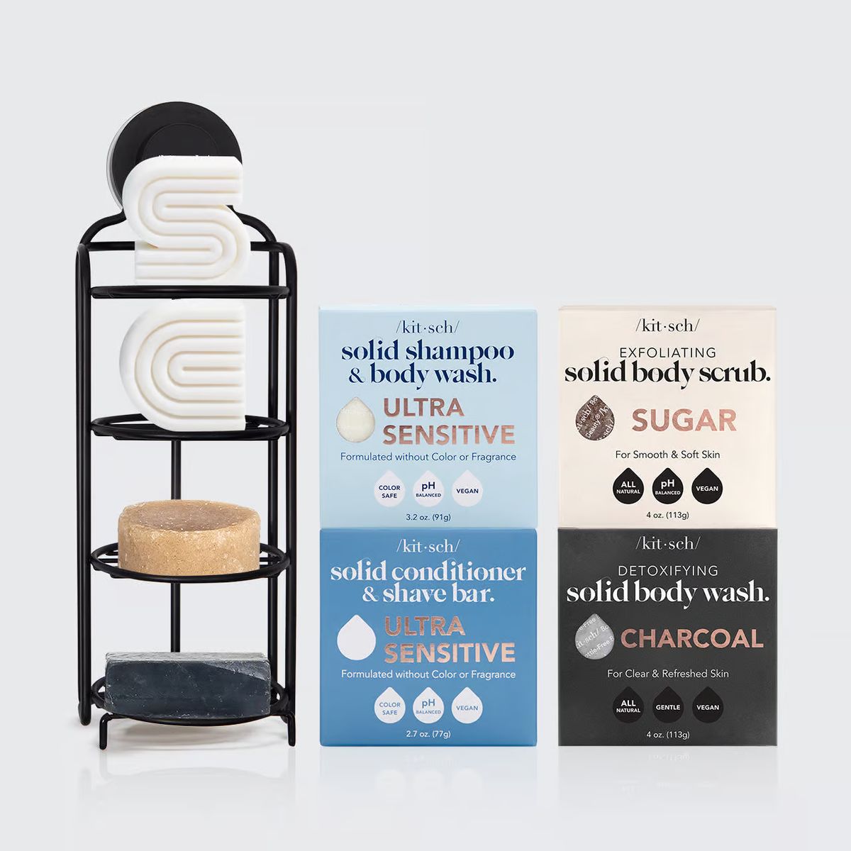 KITSCH - SHAMPOO, CONDITIONER, SÆBE BARS & SHOWER CADDY PAKKE - SENSITIVE HUD - SHAMPOO & BALSAM PAKKE - Kitsch - StudioBuus