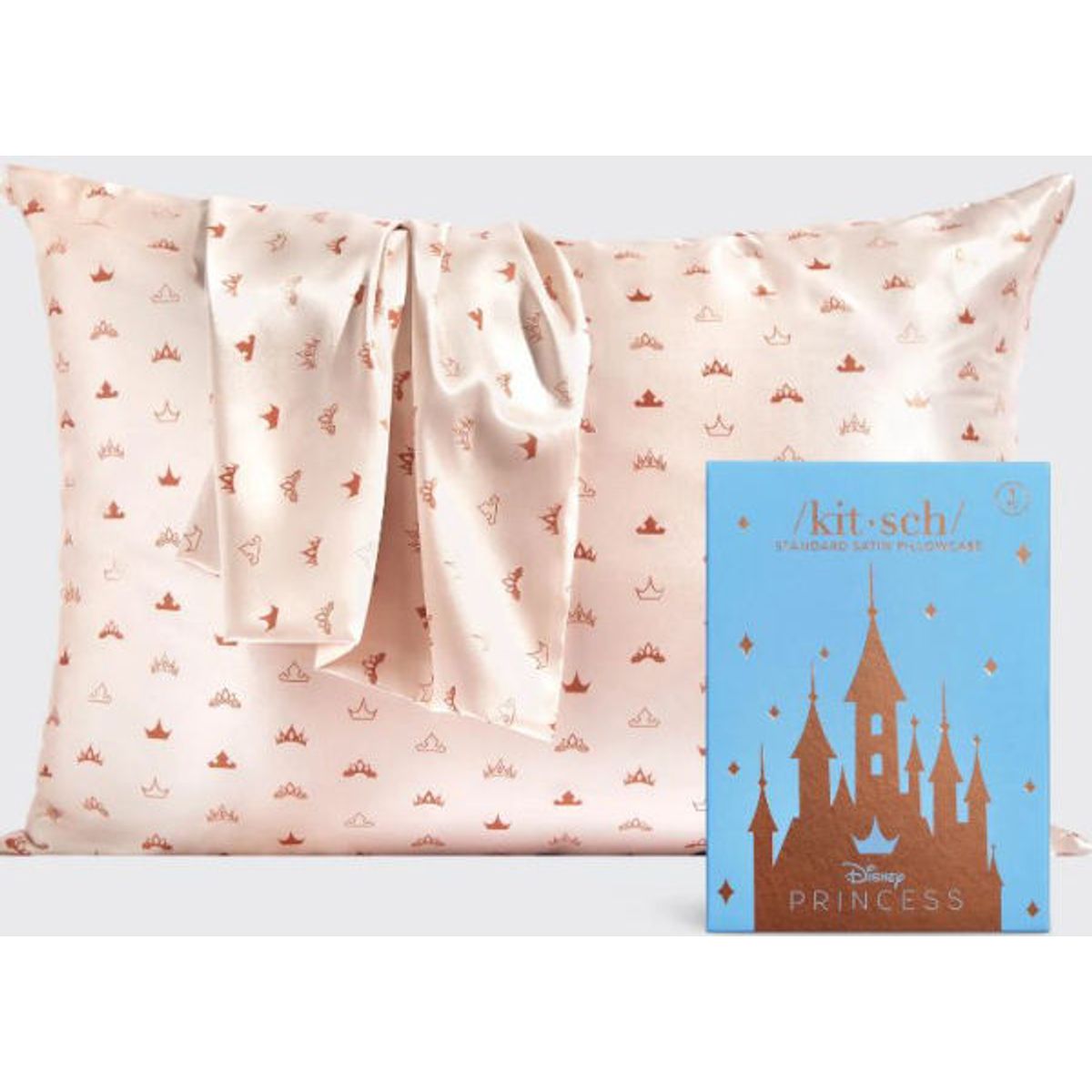 Kitsch standard satin pillowcase disney princess desert crown 26x19cm