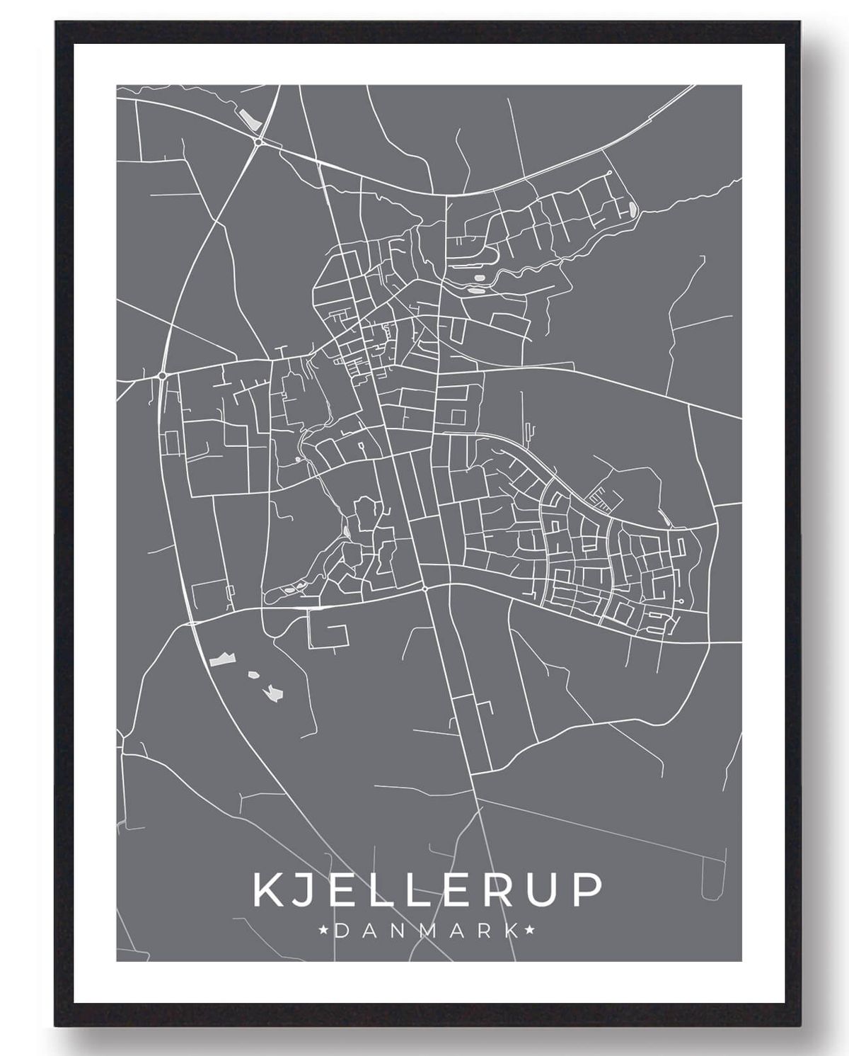 Kjellerup by plakat - grå (Størrelse: L - 50x70cm (B2))