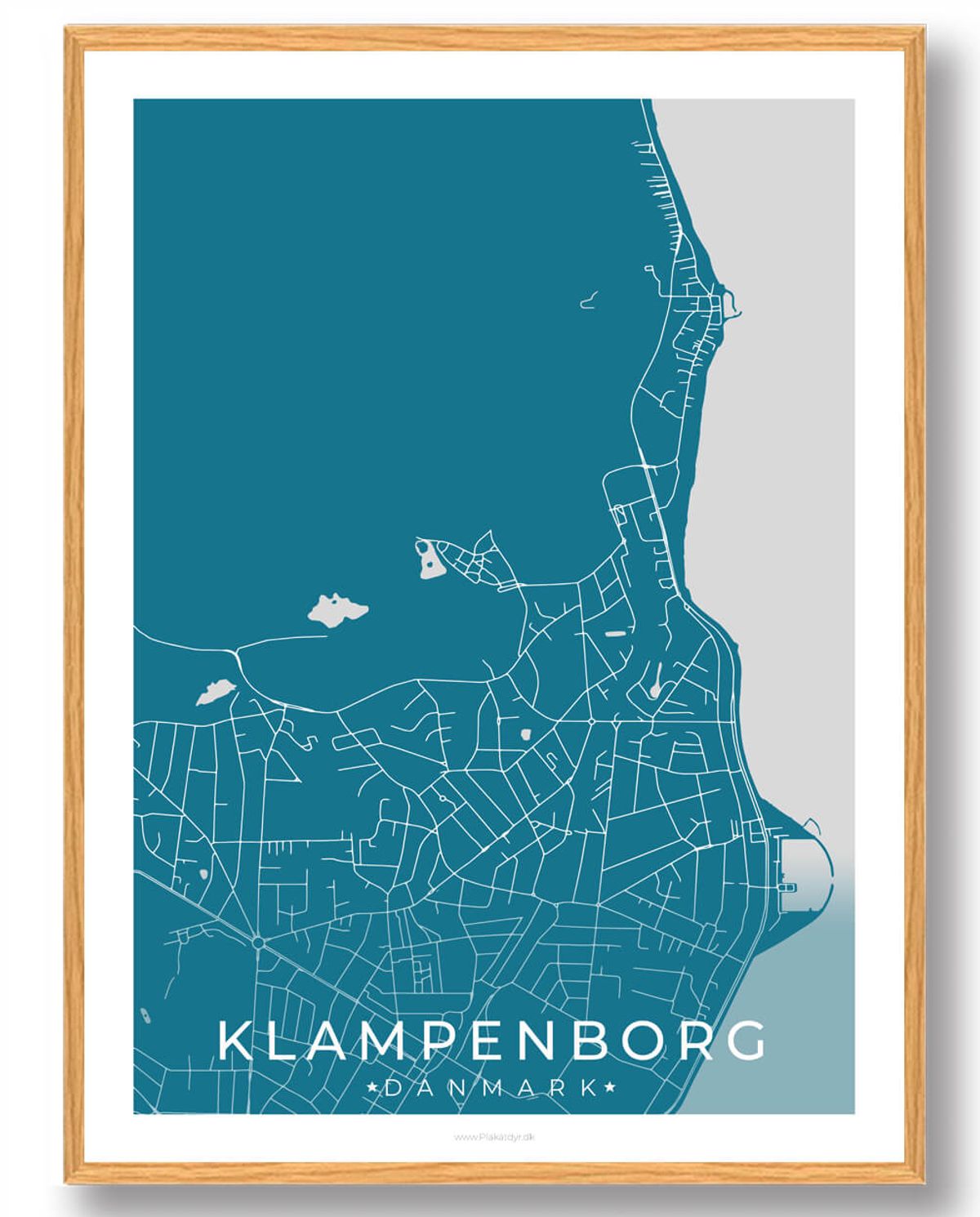 Klampenborg by plakat - blå (Størrelse: L - 50x70cm (B2))