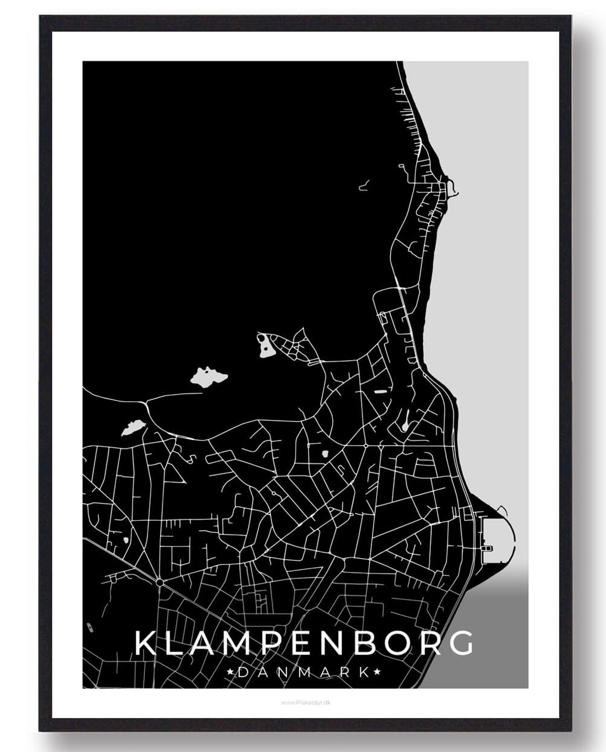 Klampenborg by plakat - sort (Størrelse: L - 50x70cm (B2))