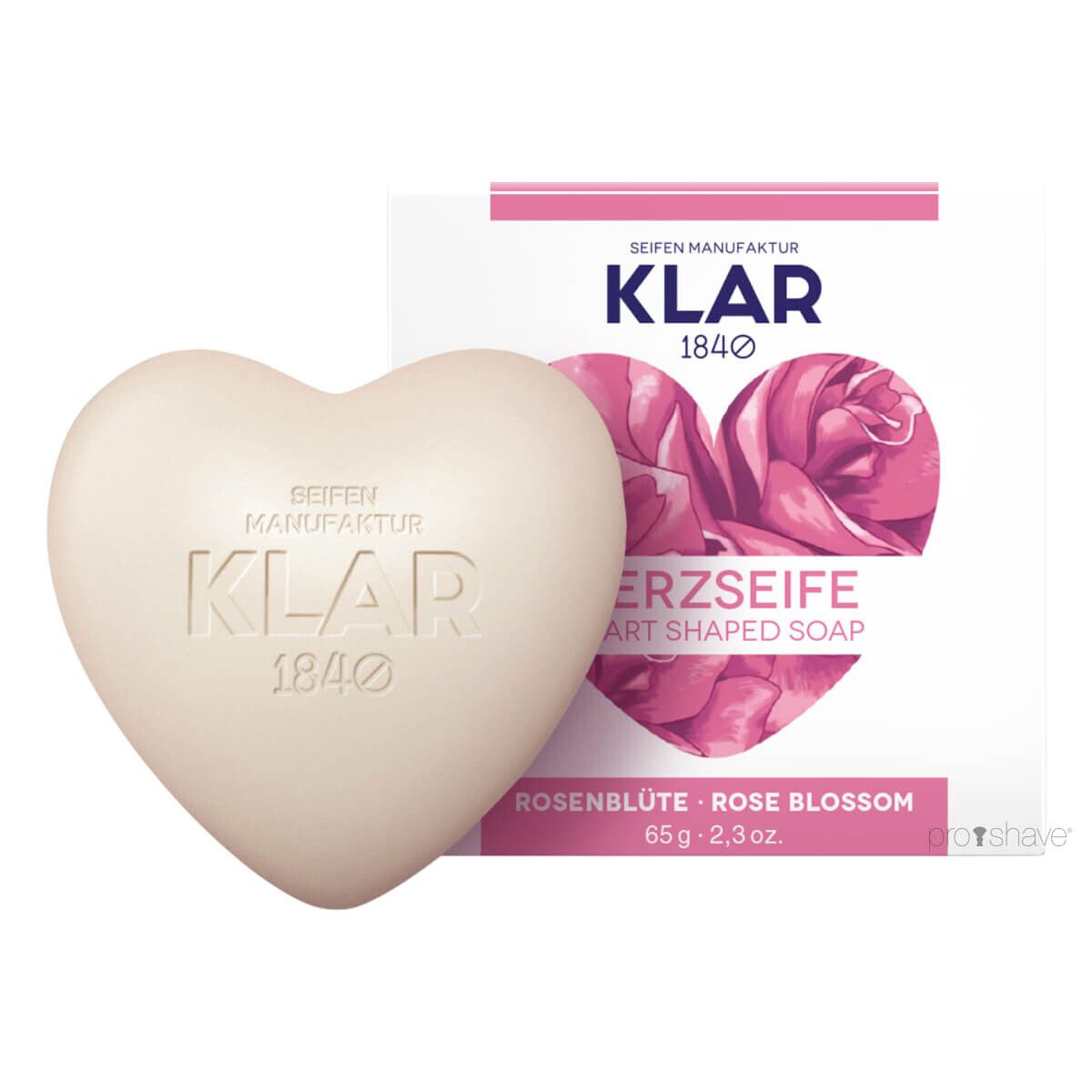 Klar Seifen Hjerteformet sæbe, Rose, 65 gr.