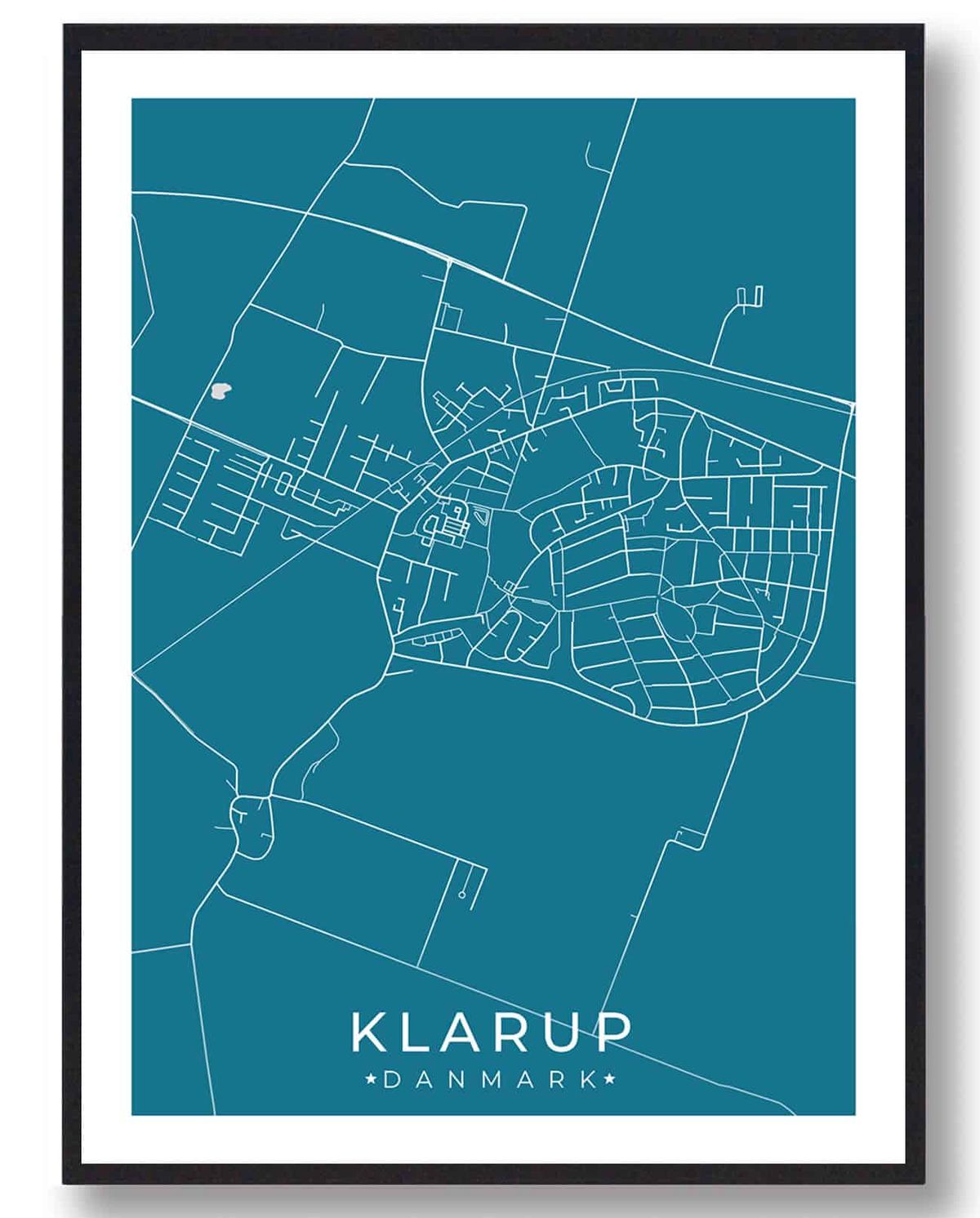 Klarup by plakat - blå (Størrelse: L - 50x70cm (B2))