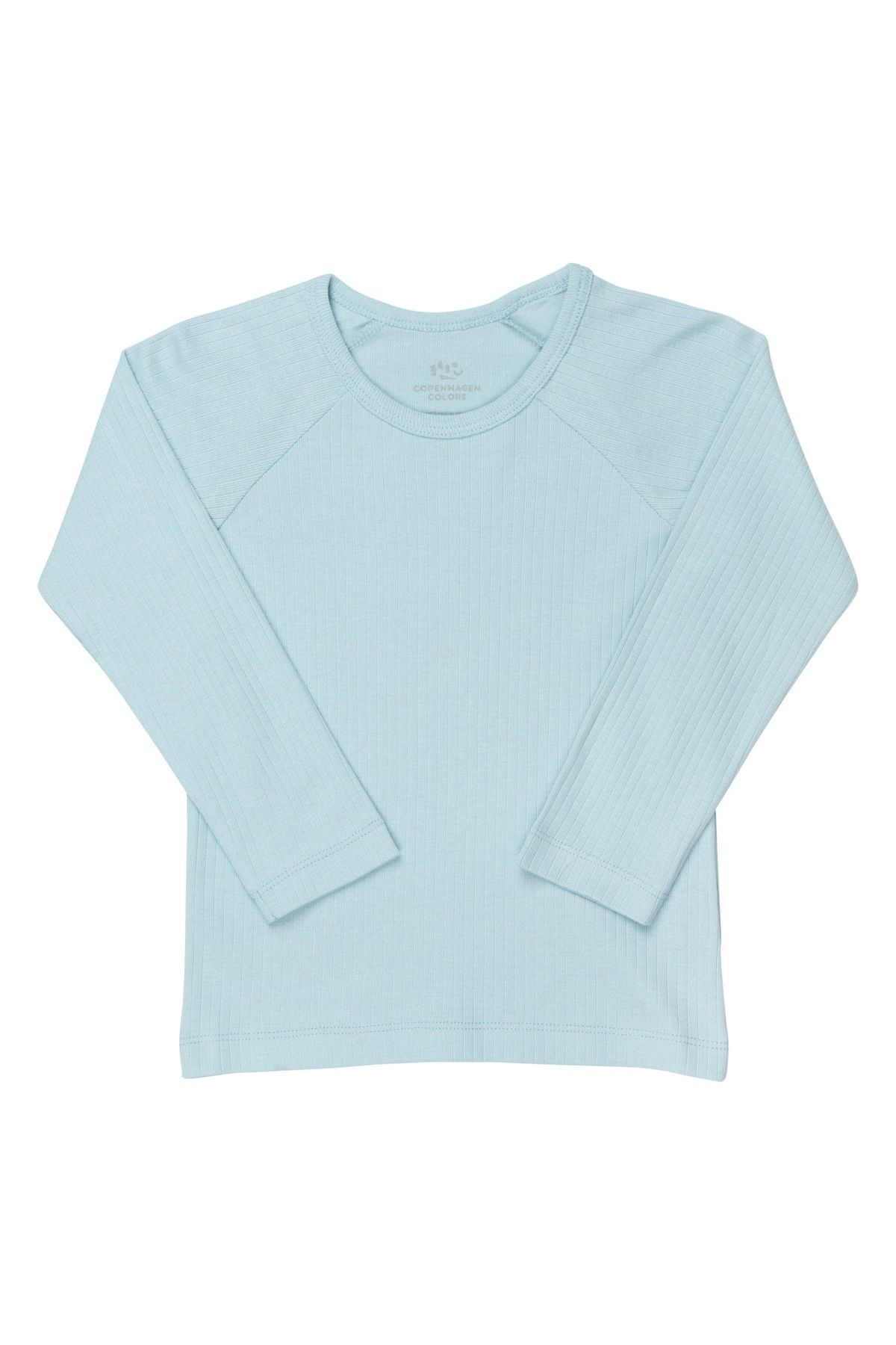 KLASSISK LANGÆRMET BLUSE I RIB JERSEY - LT. BLUE - LT. BLUE / 104