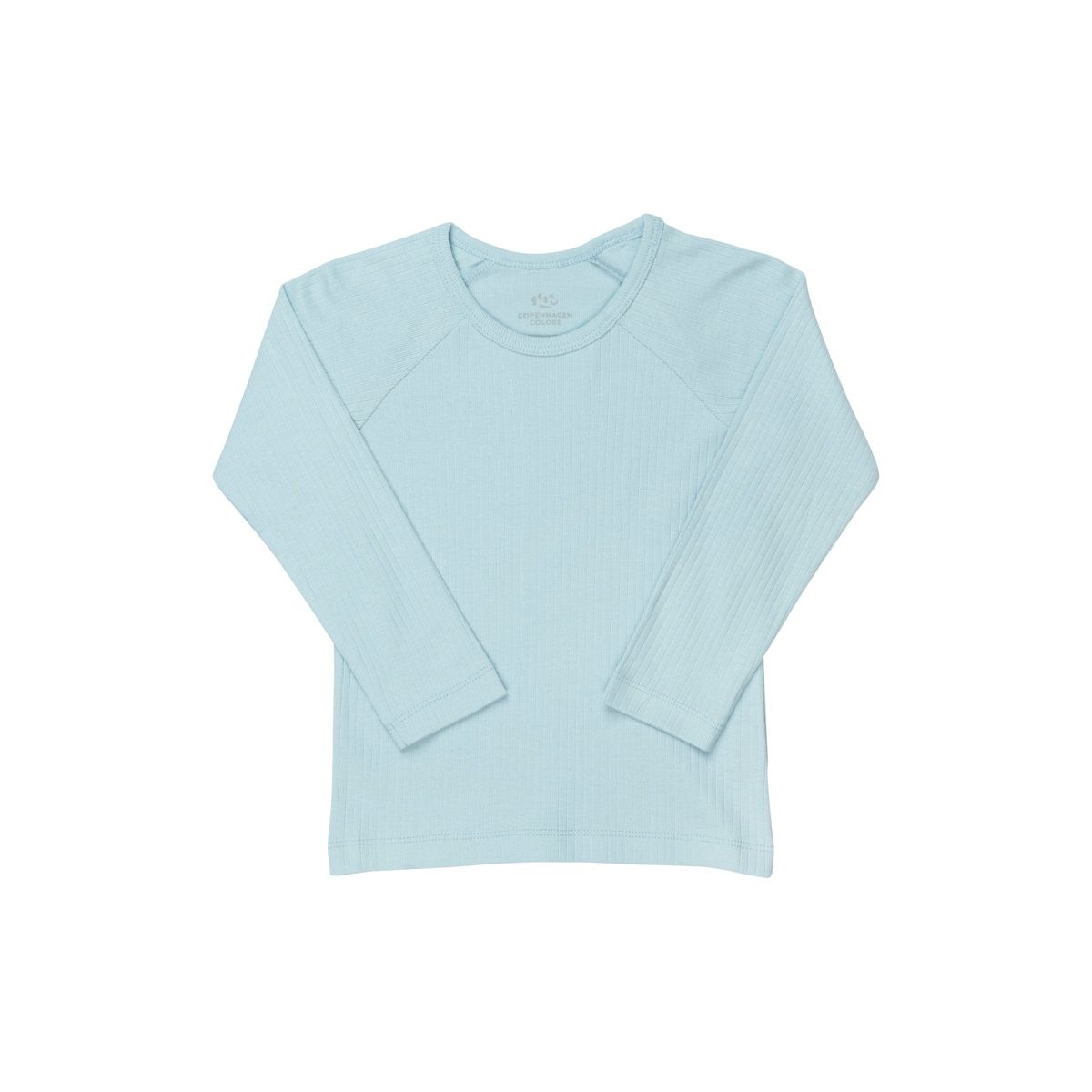 KLASSISK LANGÆRMET BLUSE I RIB JERSEY - LT. BLUE - LT. BLUE / 86