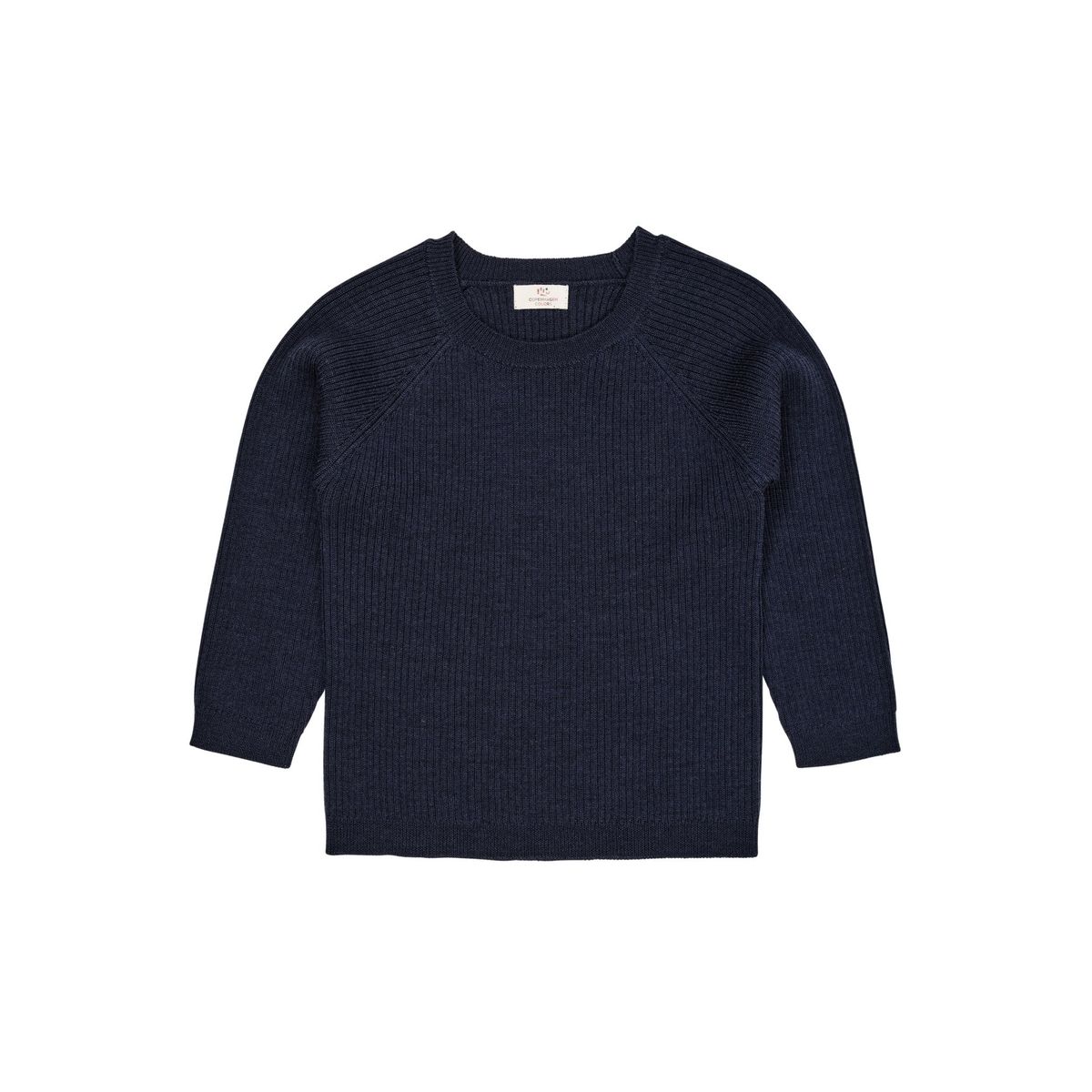 KLASSISK MERINO BLUSE I RIB - NAVY - NAVY / 74