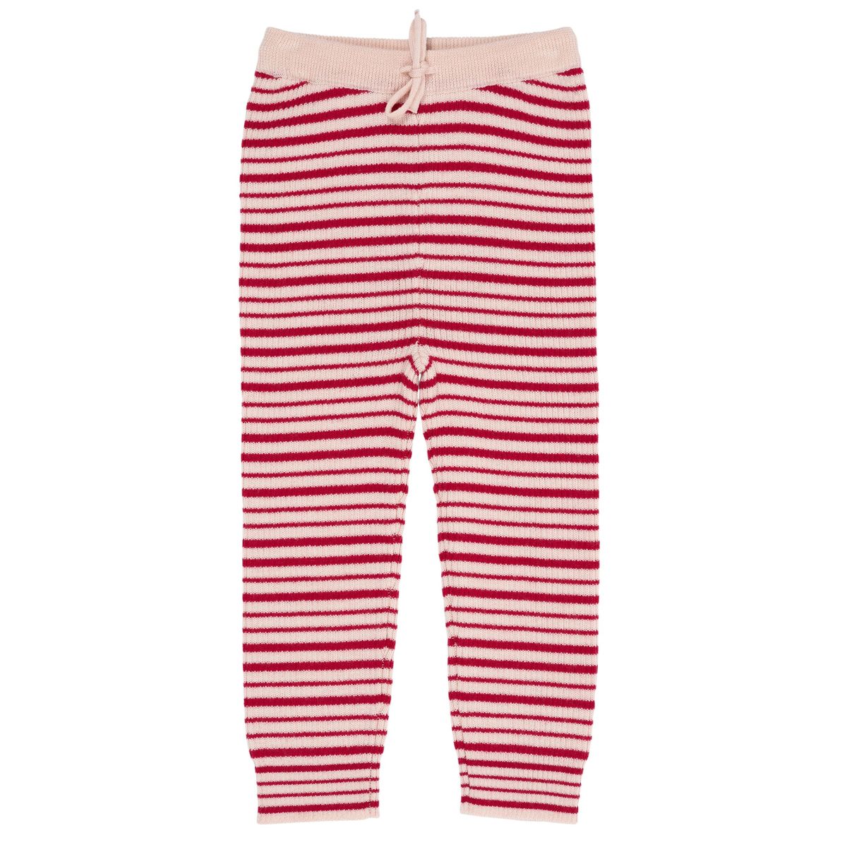 KLASSISK MERINO RIB LEGGINGS M. BINDEBÅND - UNISEX - SOFT PINK/BURGUNDY COMB - SOFT PINK/BURGUNDY COMB / 92