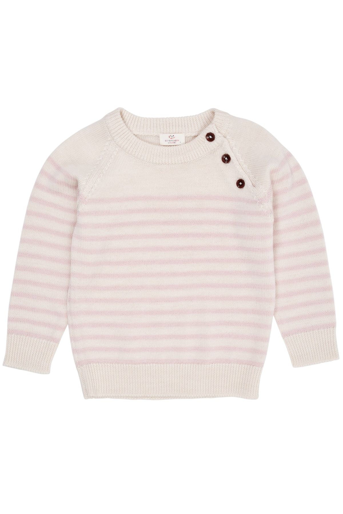 KLASSISK STRIBET PULLOVER I MERINOULD - CREAM/DUSTY ROSE STRIPE - CREAM/DUSTY ROSE STRIPE / 80