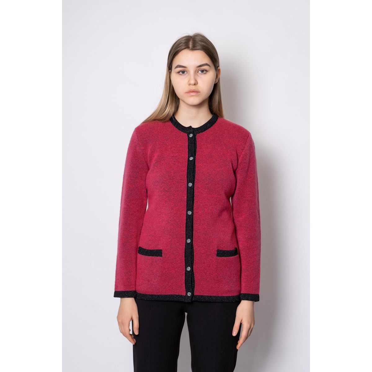 KLASSISK STRIK CARDIGAN fuchsia