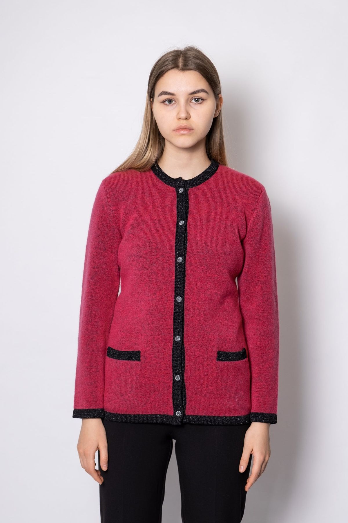 KLASSISK STRIK CARDIGAN fuchsia