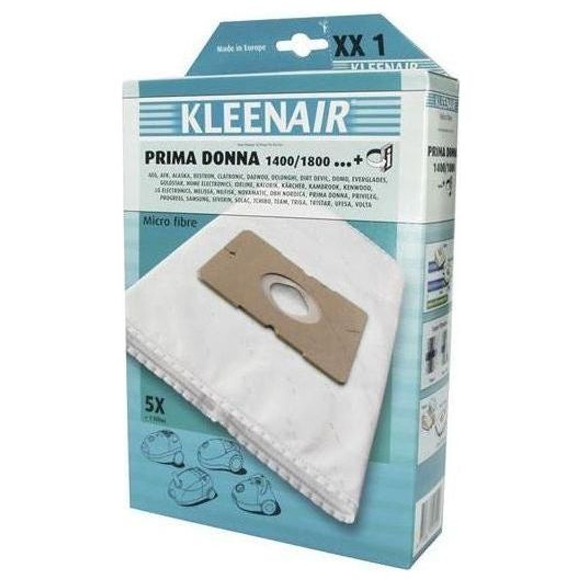 Kleenair XX1 støvsugerpose Universal 5 poser + 1 stk microfilter