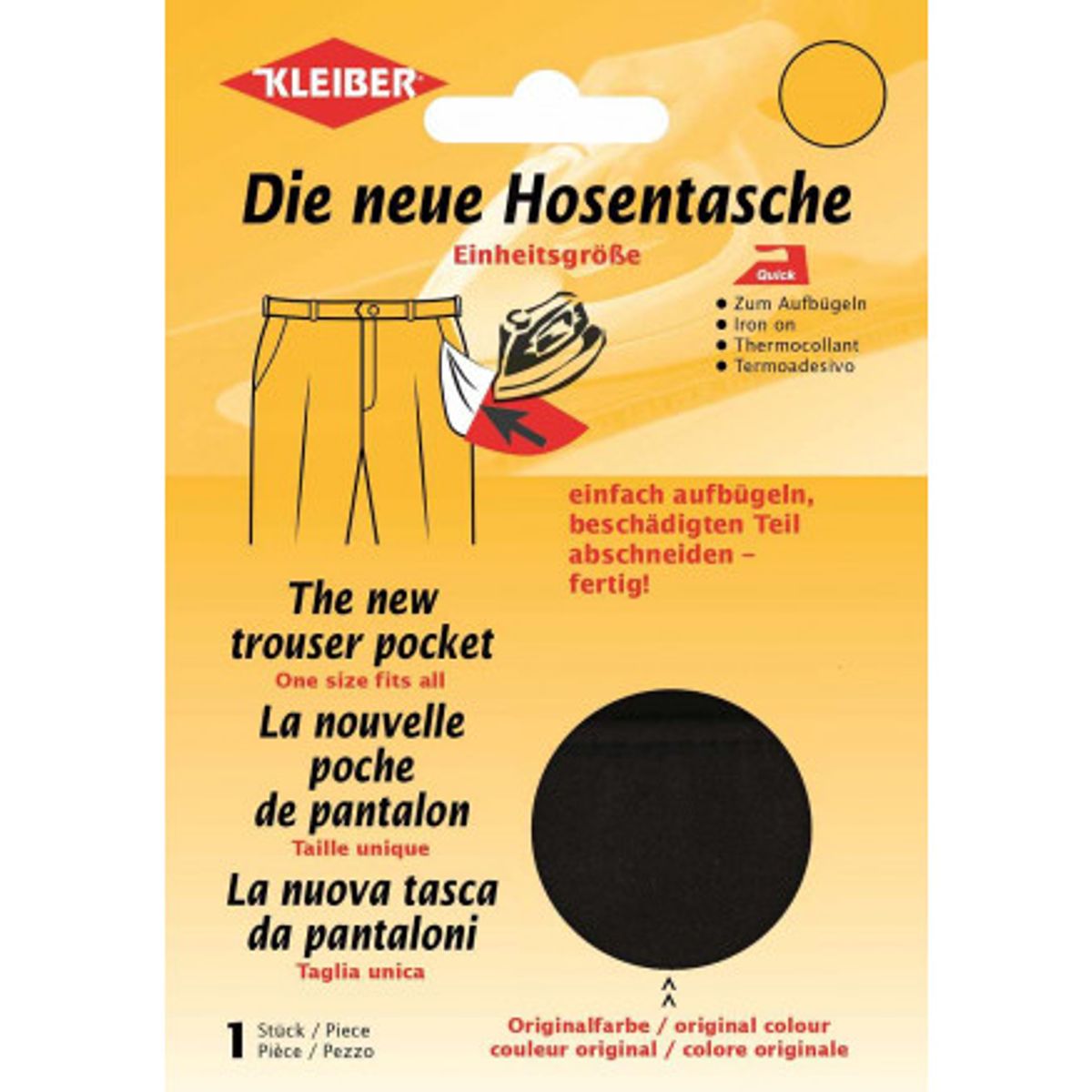 Kleiber Stryge Reparationslomme til Bukser Sort 23x18,5cm - 1 stk