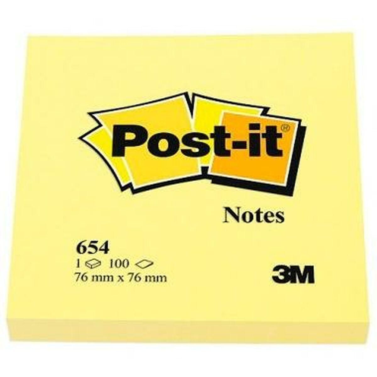 Klæbende huskesedler Post-it CANARY YELLOW Gul 7,6 x 7,6 cm 24 Dele 76 x 76 mm