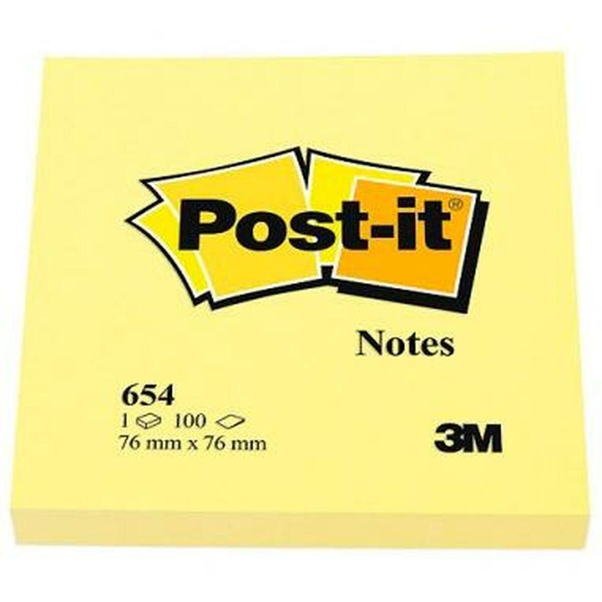 Klæbende huskesedler Post-it CANARY YELLOW Gul 7,6 x 7,6 cm 36 Enheder 36 Dele 76 x 76 mm