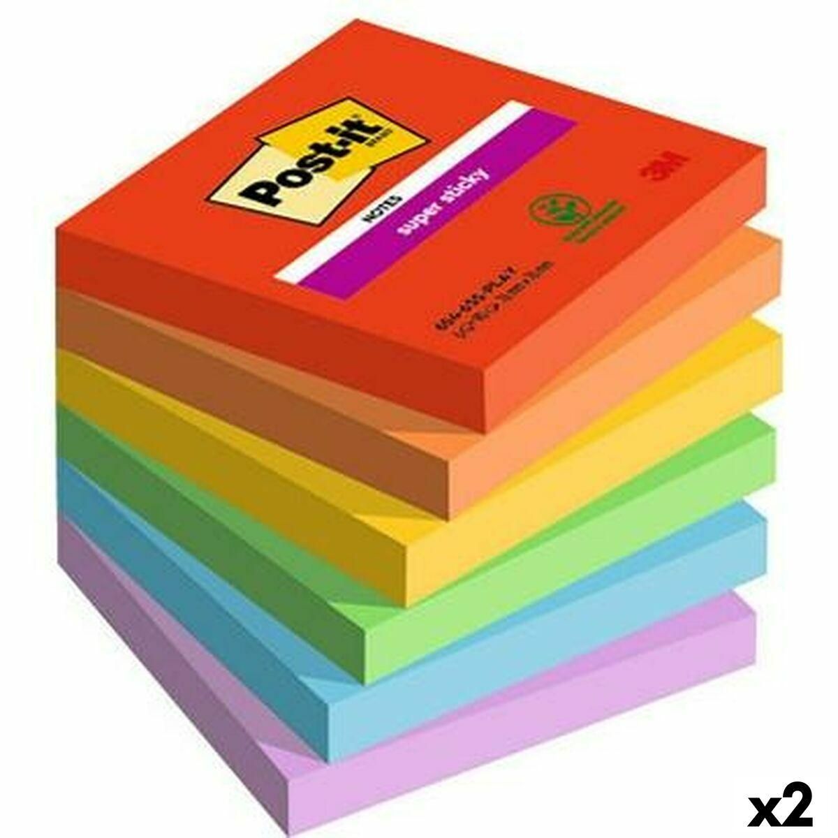 Klæbende huskesedler Post-it Super Sticky Multifarvet 6 Dele 76 x 76 mm (2 enheder)