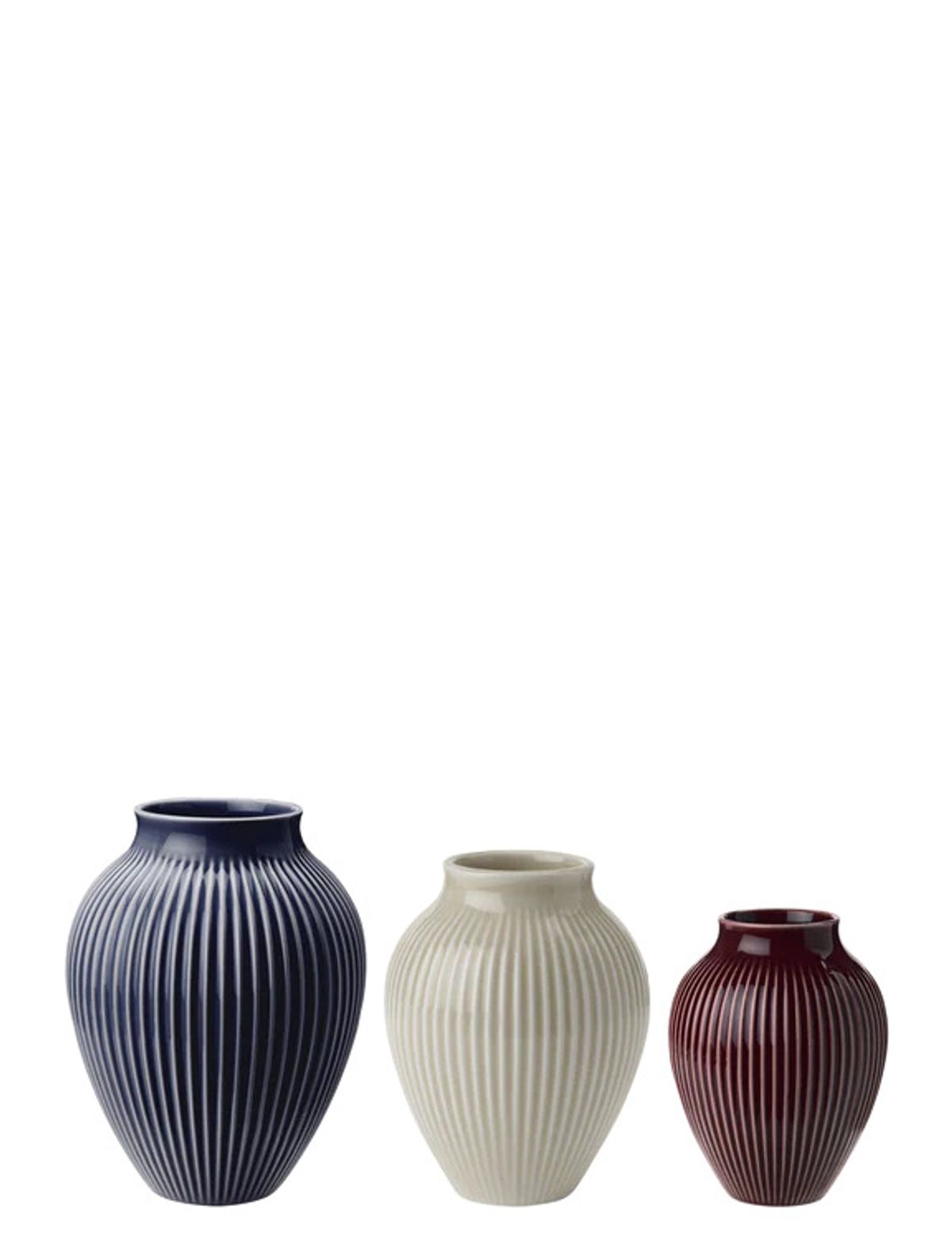 Knabstrup - mini vase 3 Stk ripple berry, sand, dark blue