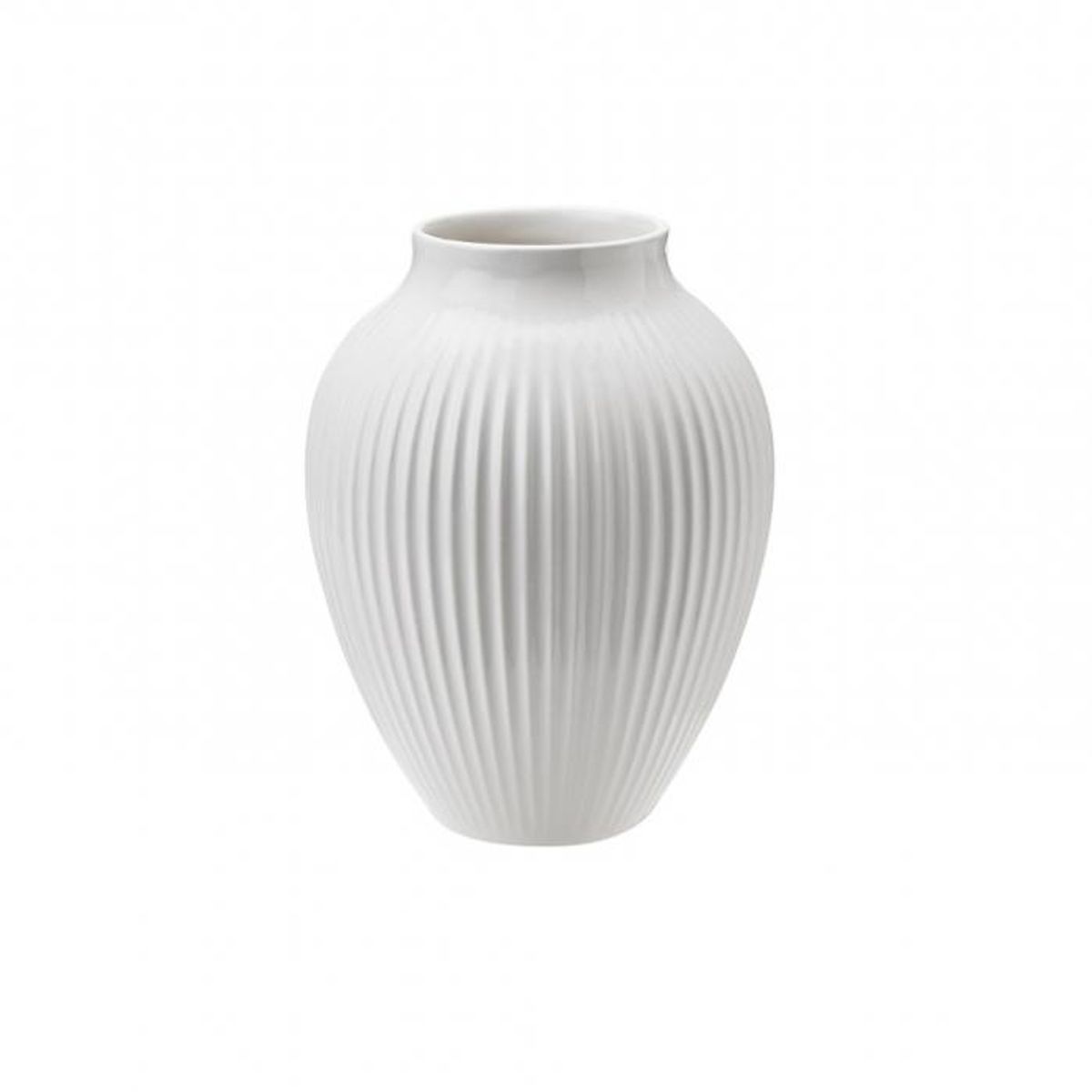 Knabstrup - , vase, riller hvid, 12,5 cm