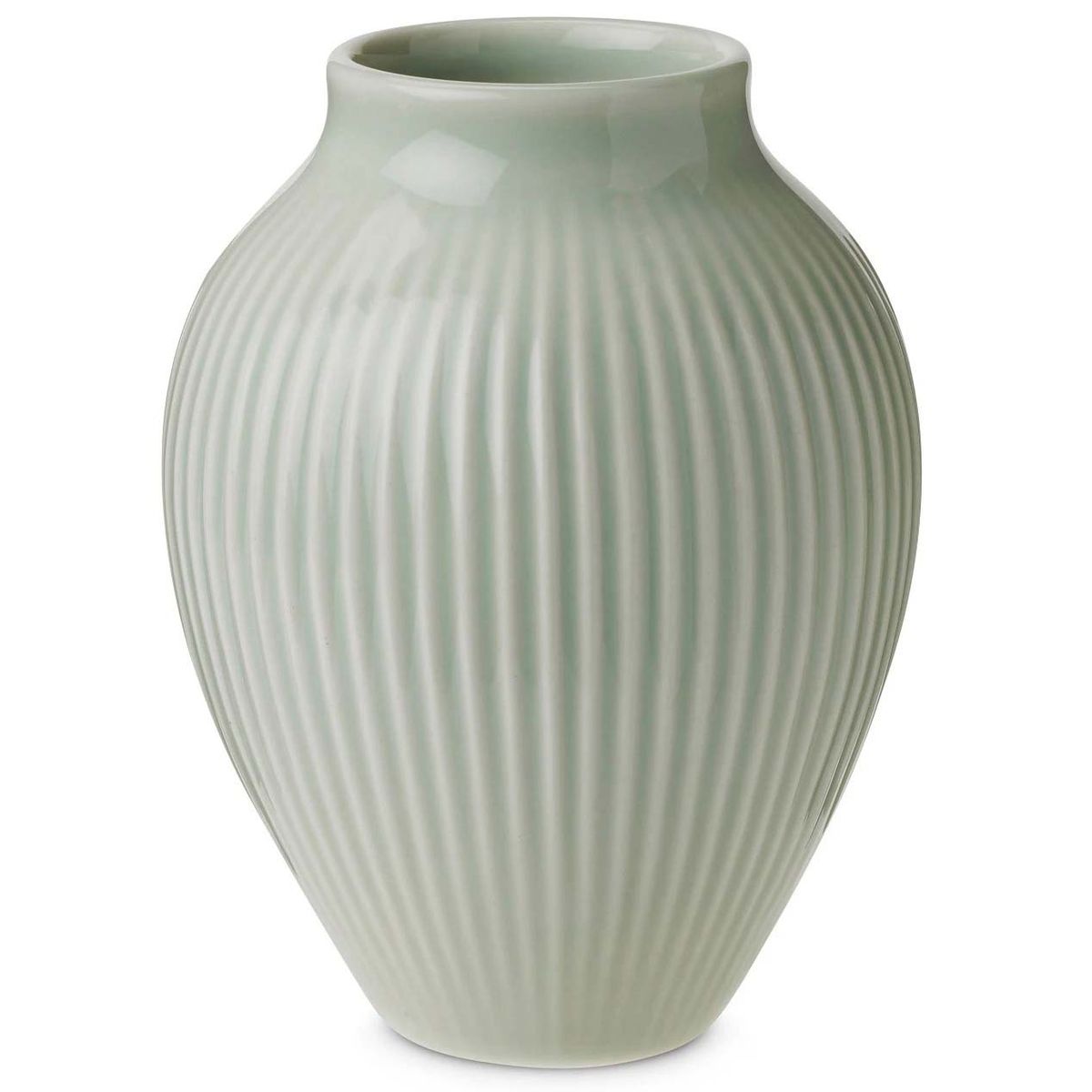 Knabstrup - , vase, riller mintgrøn, 20 cm