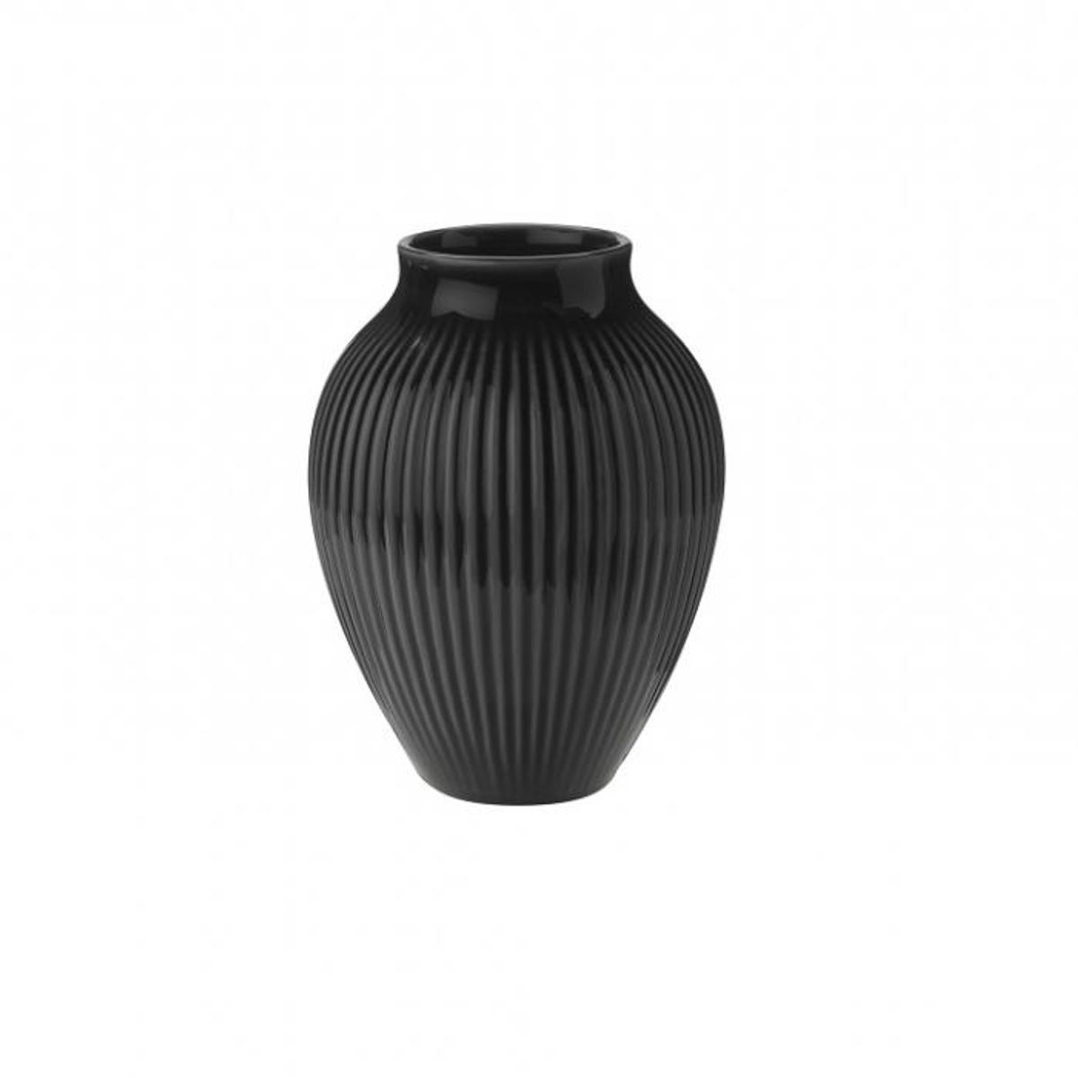 Knabstrup - , vase, riller sort, 12,5 cm