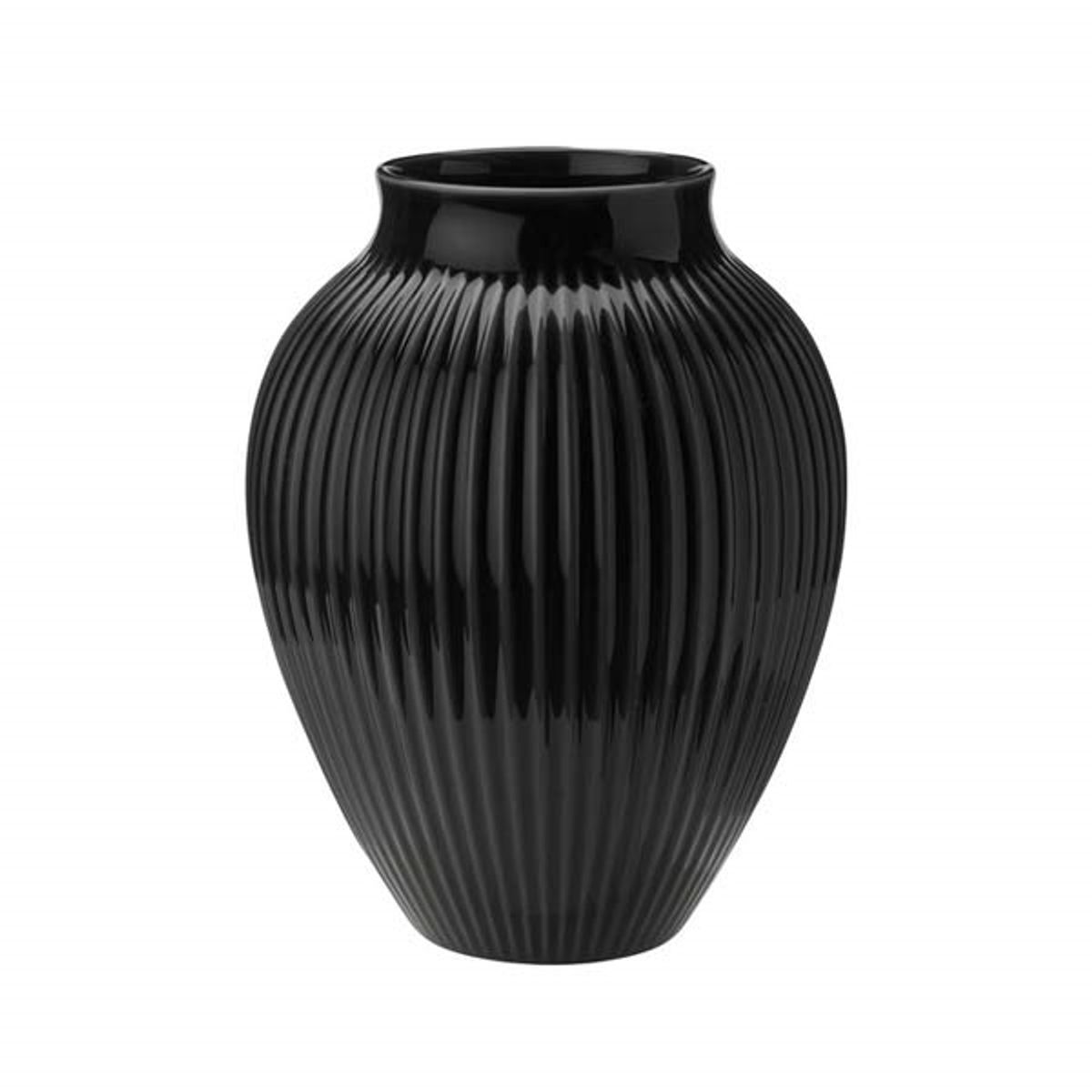 Knabstrup Vase - Ripple Black - 20 cm