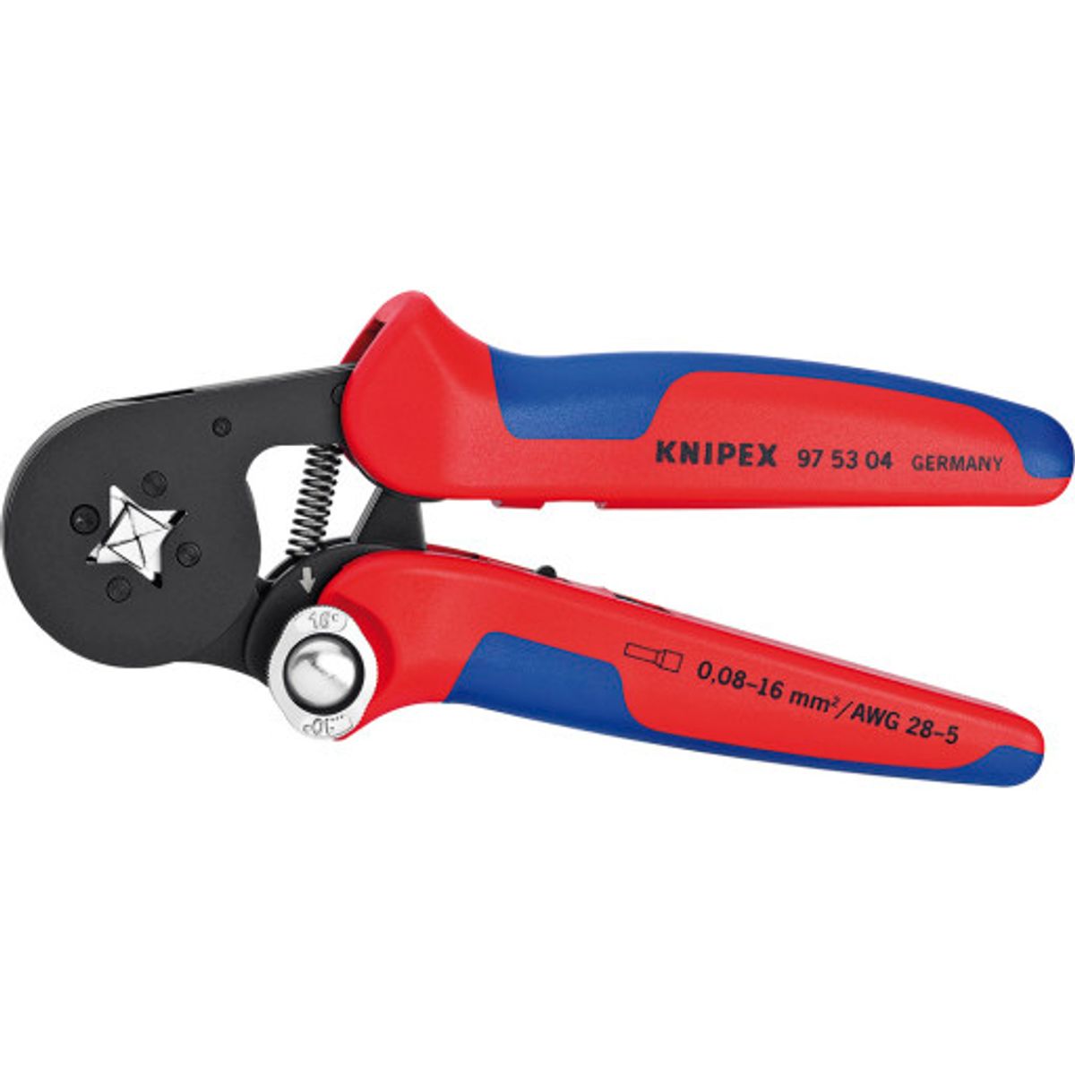 Knipex crimptang til kabeltyller indføring fra siden 180 mm, 0,08-16mm²