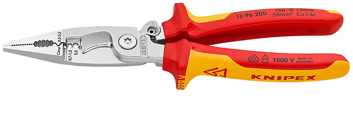 Knipex El-installationstang 13 96 200 VDE, flerkomp-håndtag