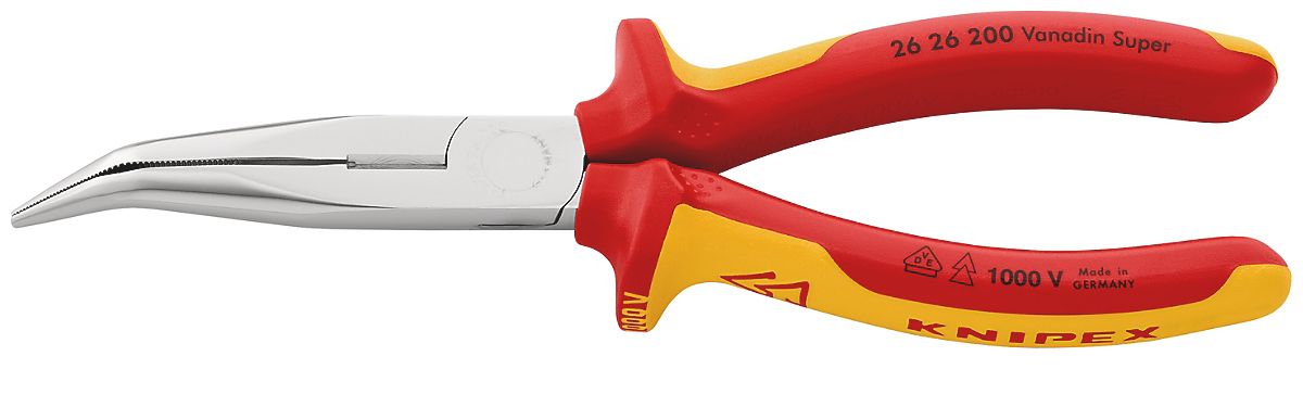 Knipex fladrundtang 200mm buet Med skær, fork., isoleret to-komponent greb