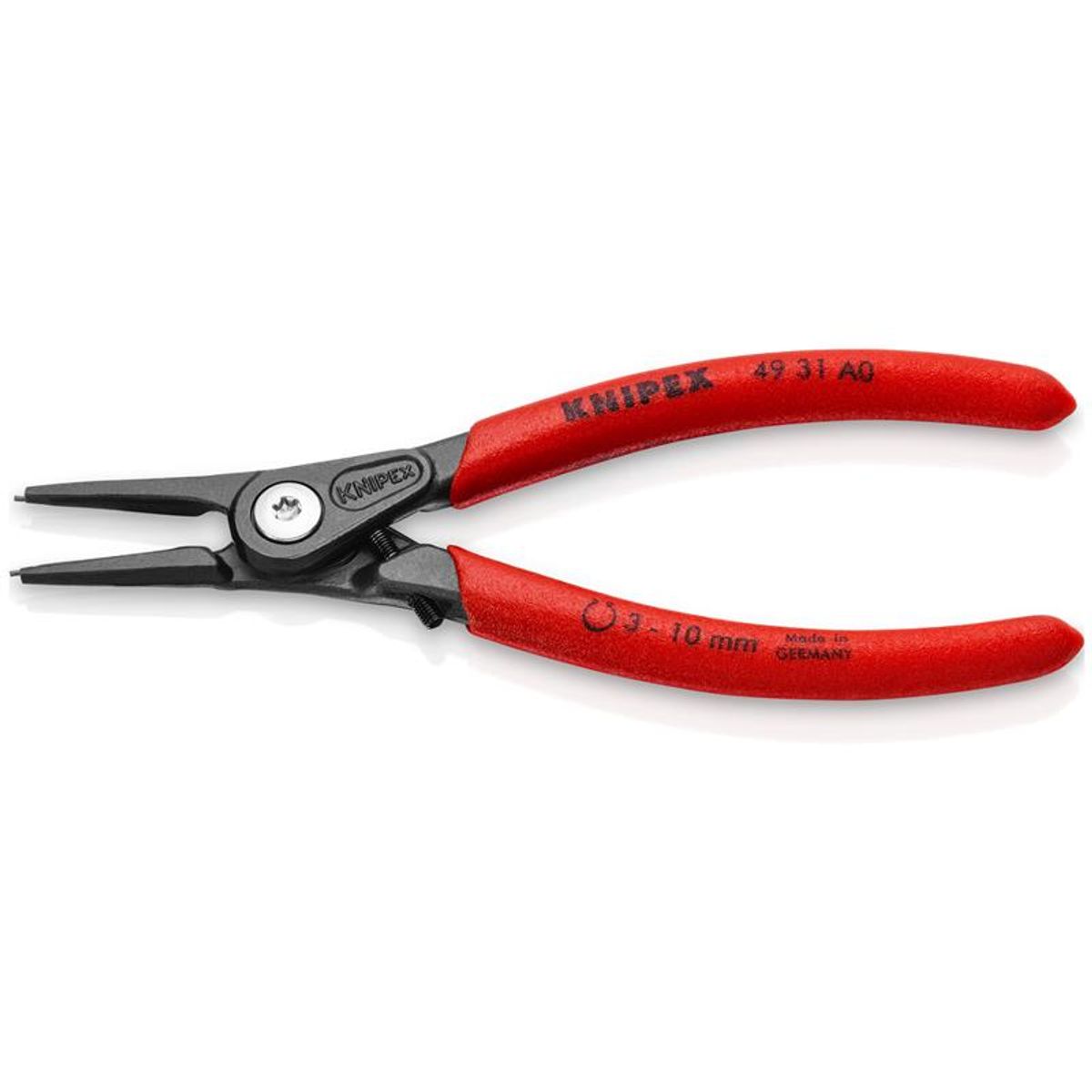 Knipex Præcisions-låseringstang til udvendige ringe på aksler med beskyttelse mod overudspiling grå atramenteret, betrukket med skridhæmmende kunststof 140 mm