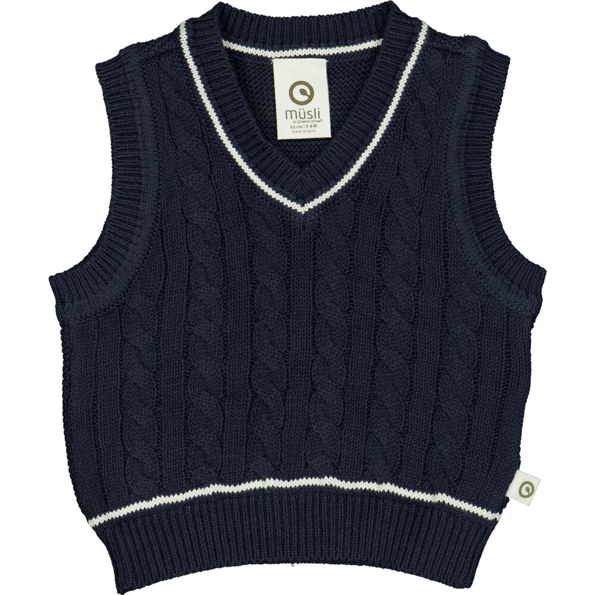 KNIT kabel strikket vest - Night blue - 68