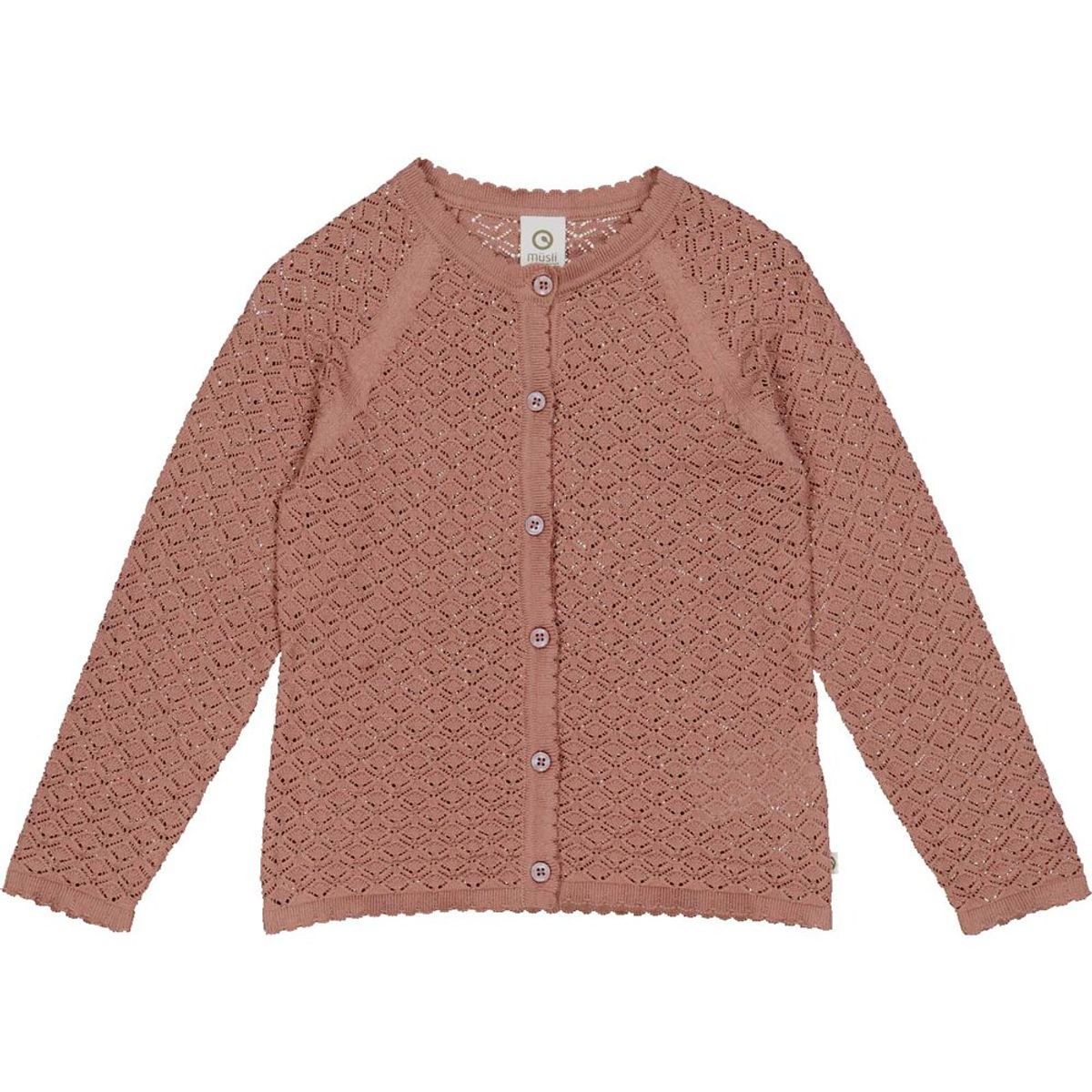 Knit strik cardigan med hulmønster - Daydream - 128