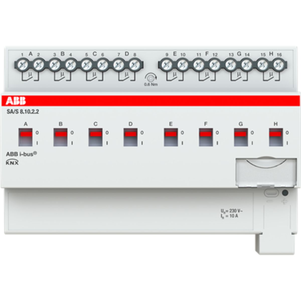 KNX SA/S8.10.2.2 Kontaktaktuator, man. betjening, AC1 10A, AC3 8A